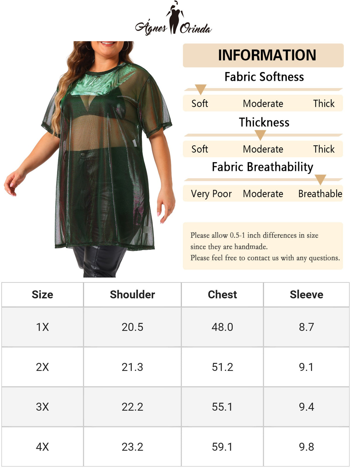 Women Plus Size Sheer Mesh Tops See Through Sexy Holographic Party Long Tee