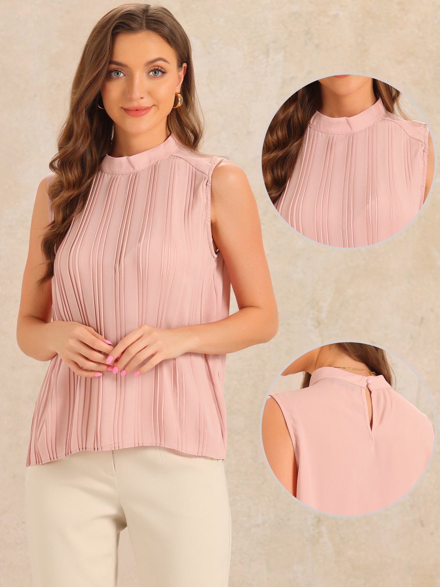 Camiseta sin mangas de gasa informal de negocios para mujer