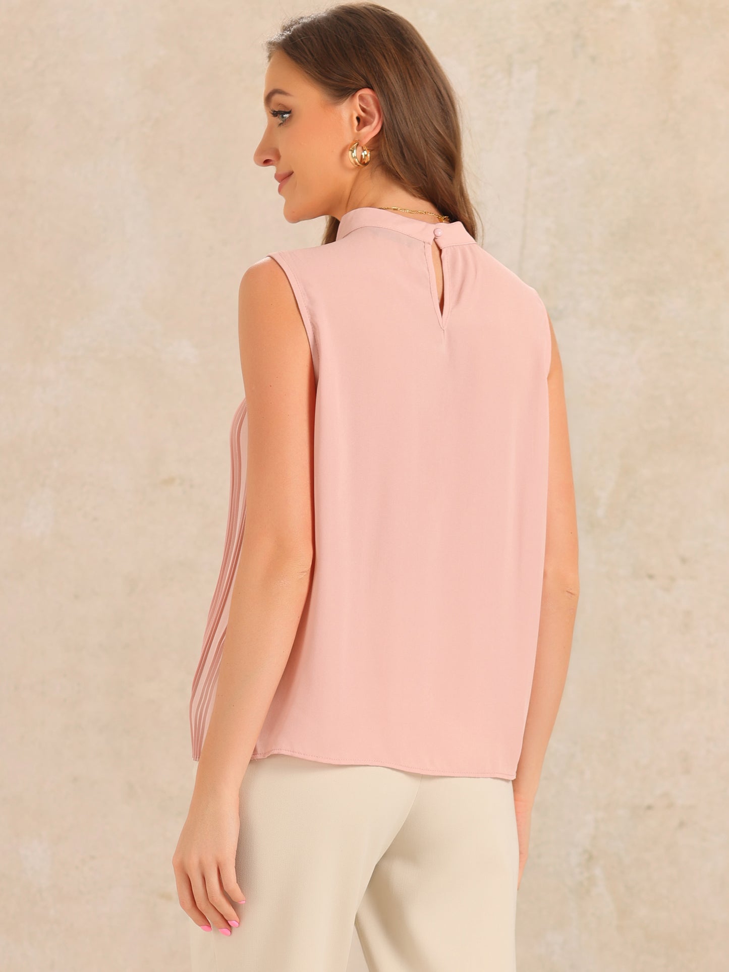 Camiseta sin mangas de gasa informal de negocios para mujer