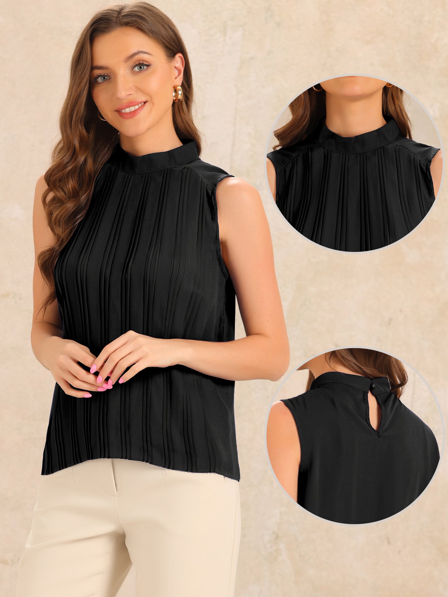 Camiseta sin mangas de gasa informal de negocios para mujer