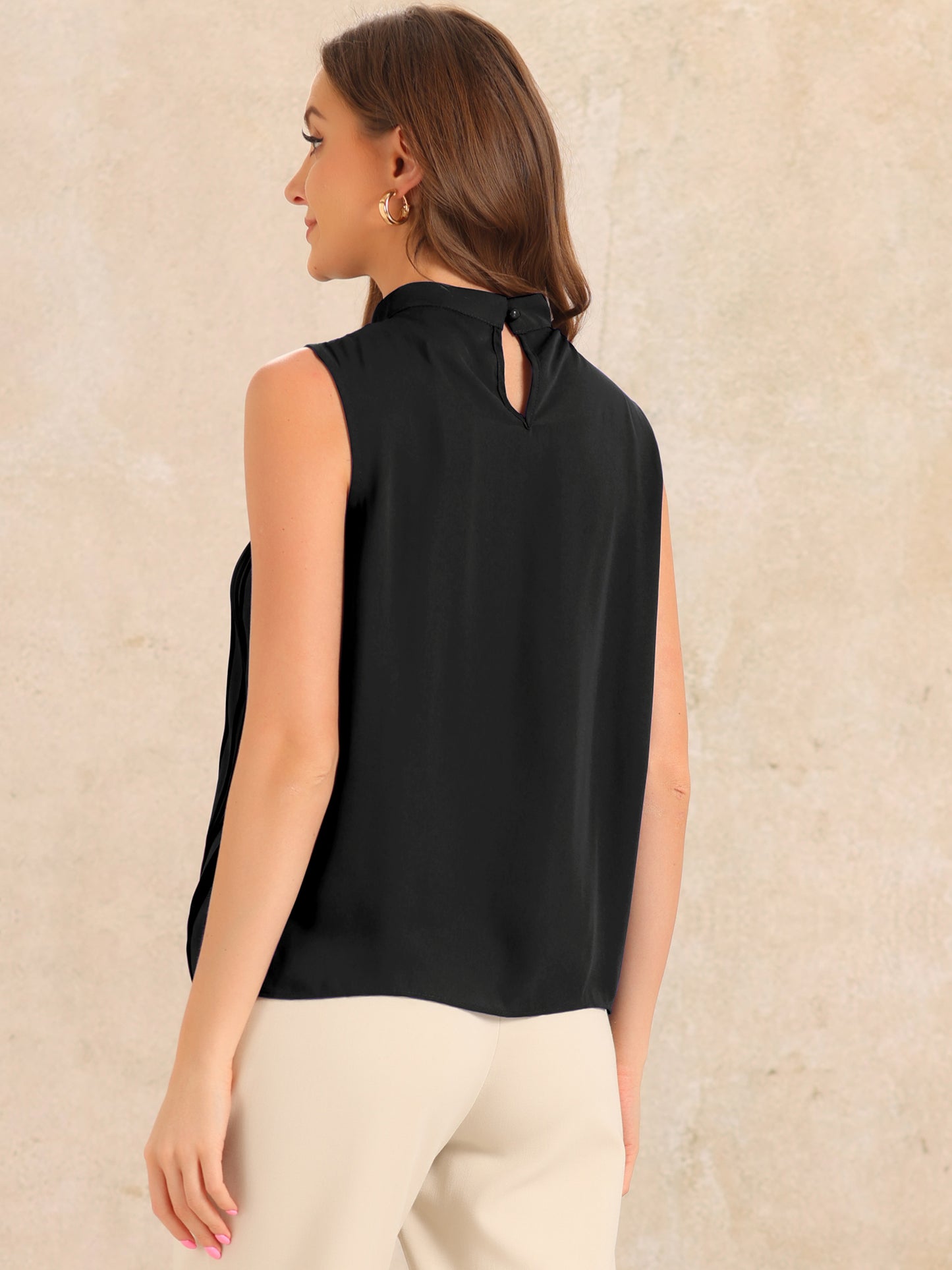 Camiseta sin mangas de gasa informal de negocios para mujer