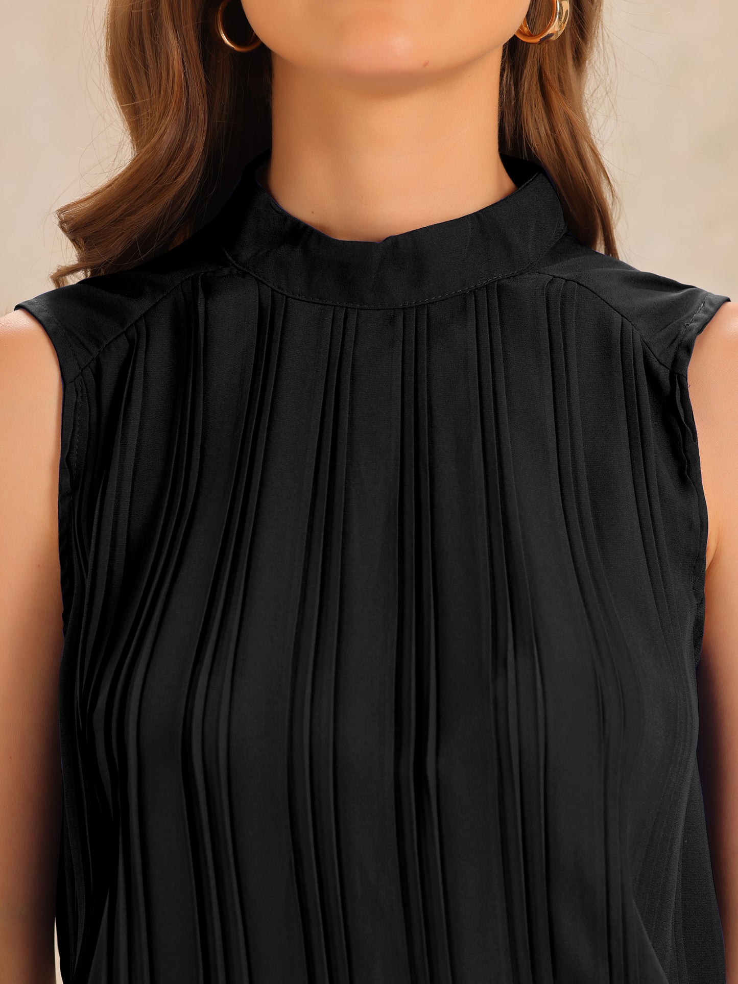 Camiseta sin mangas de gasa informal de negocios para mujer