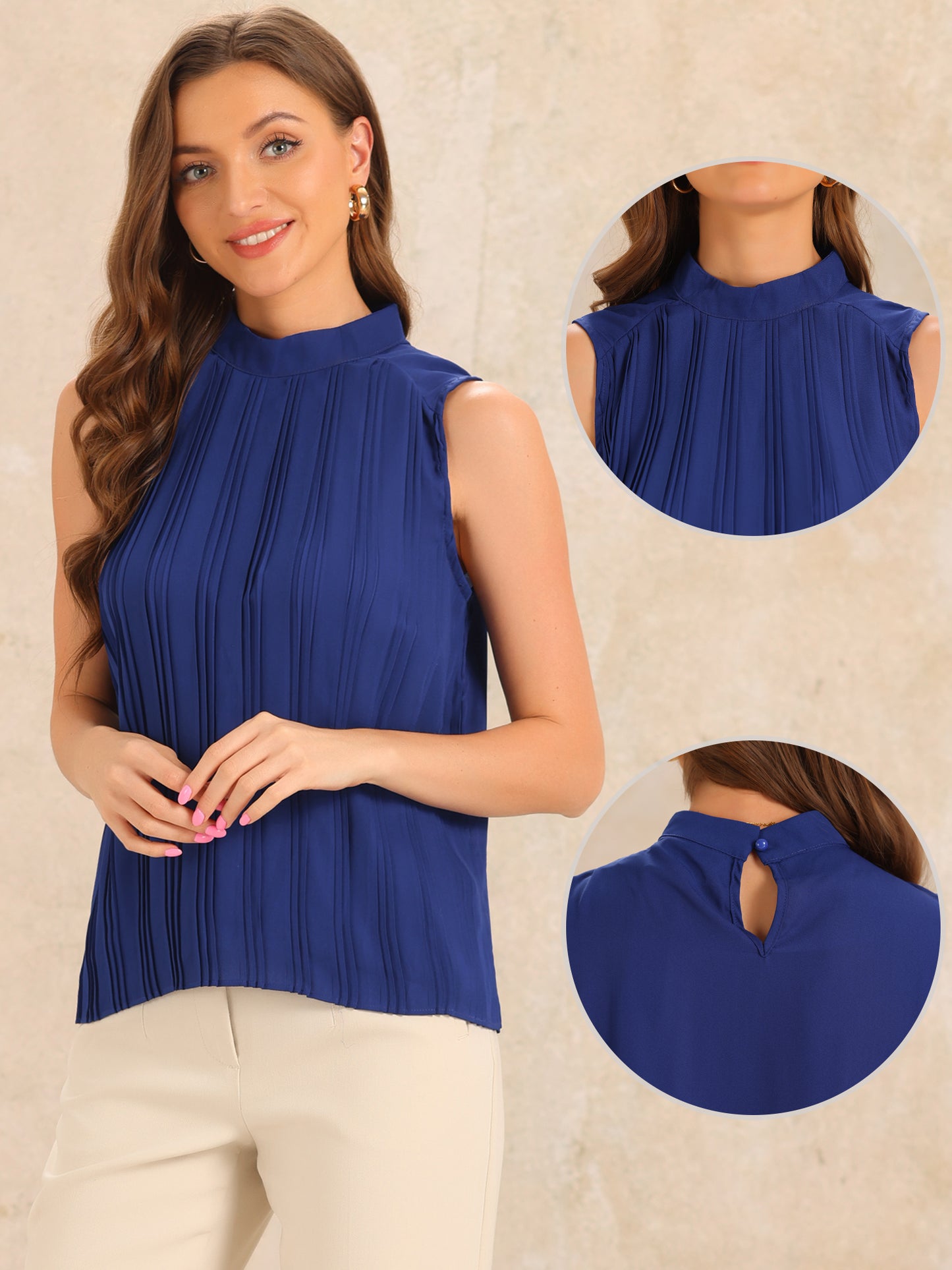Camiseta sin mangas de gasa informal de negocios para mujer