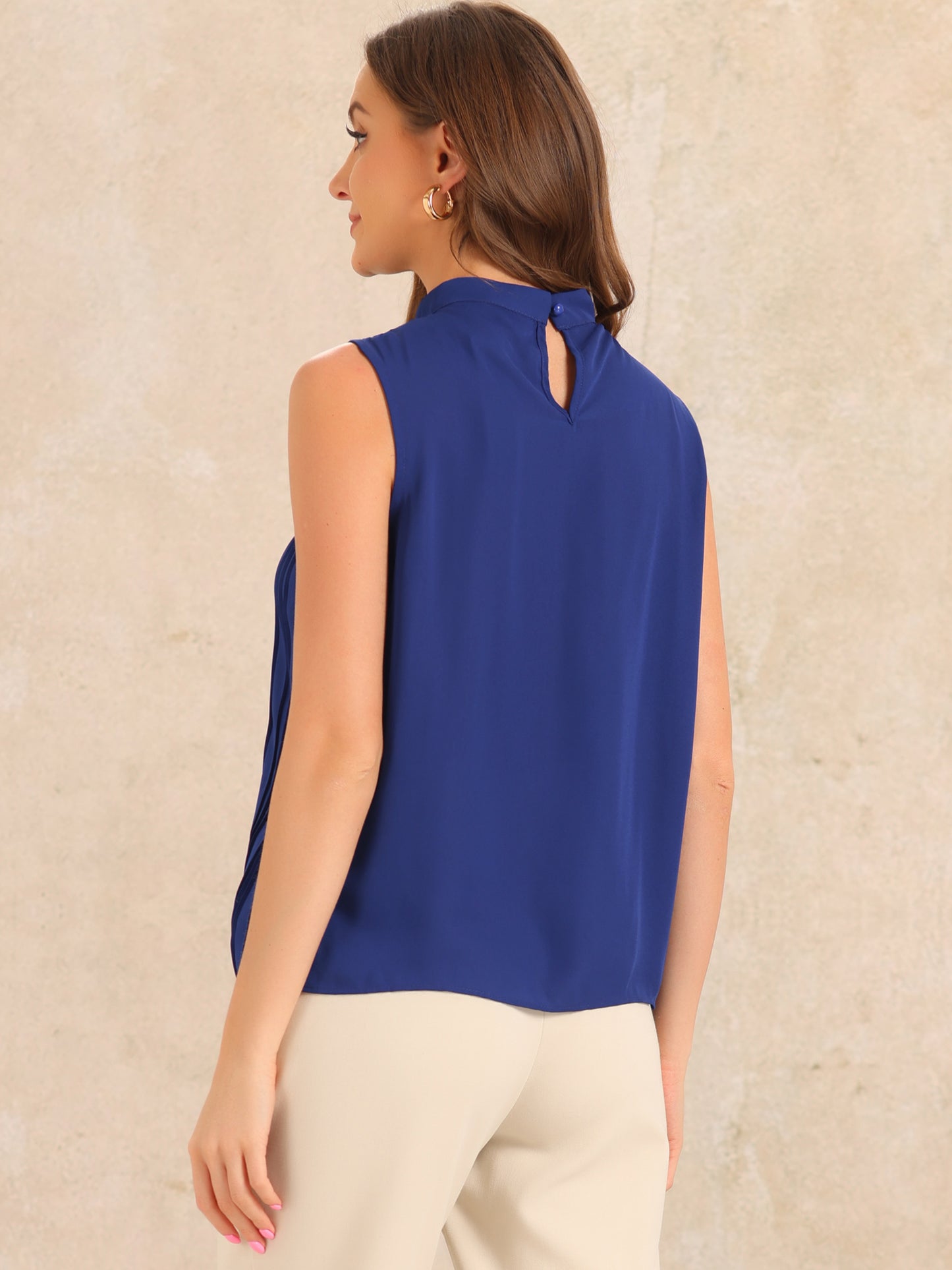 Camiseta sin mangas de gasa informal de negocios para mujer