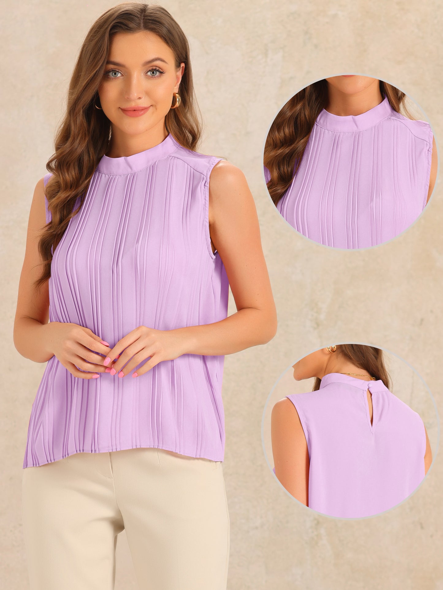 Camiseta sin mangas de gasa informal de negocios para mujer
