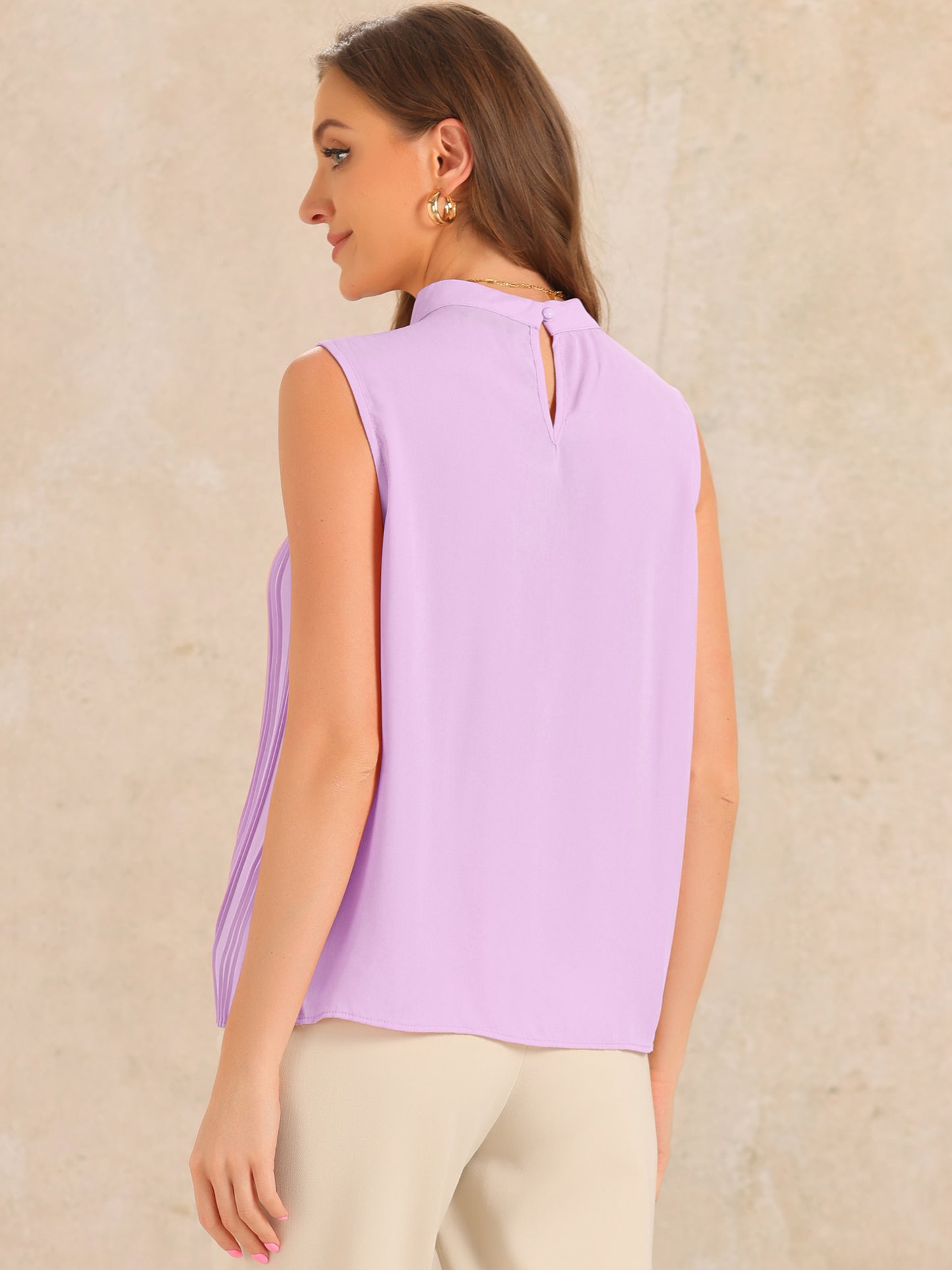 Camiseta sin mangas de gasa informal de negocios para mujer