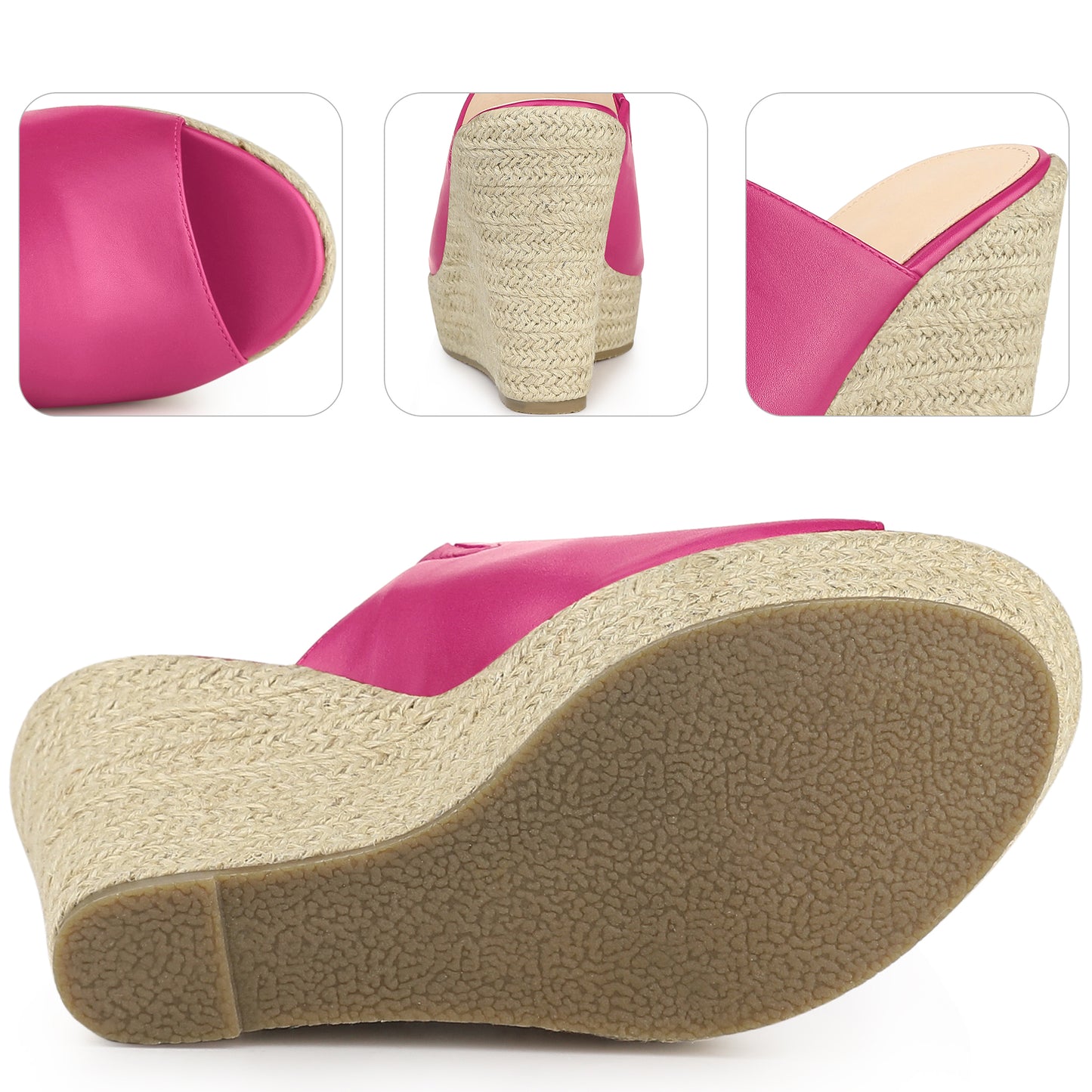 Women Open Toe Espadrille Wedge Heel Platform Slide Sandal