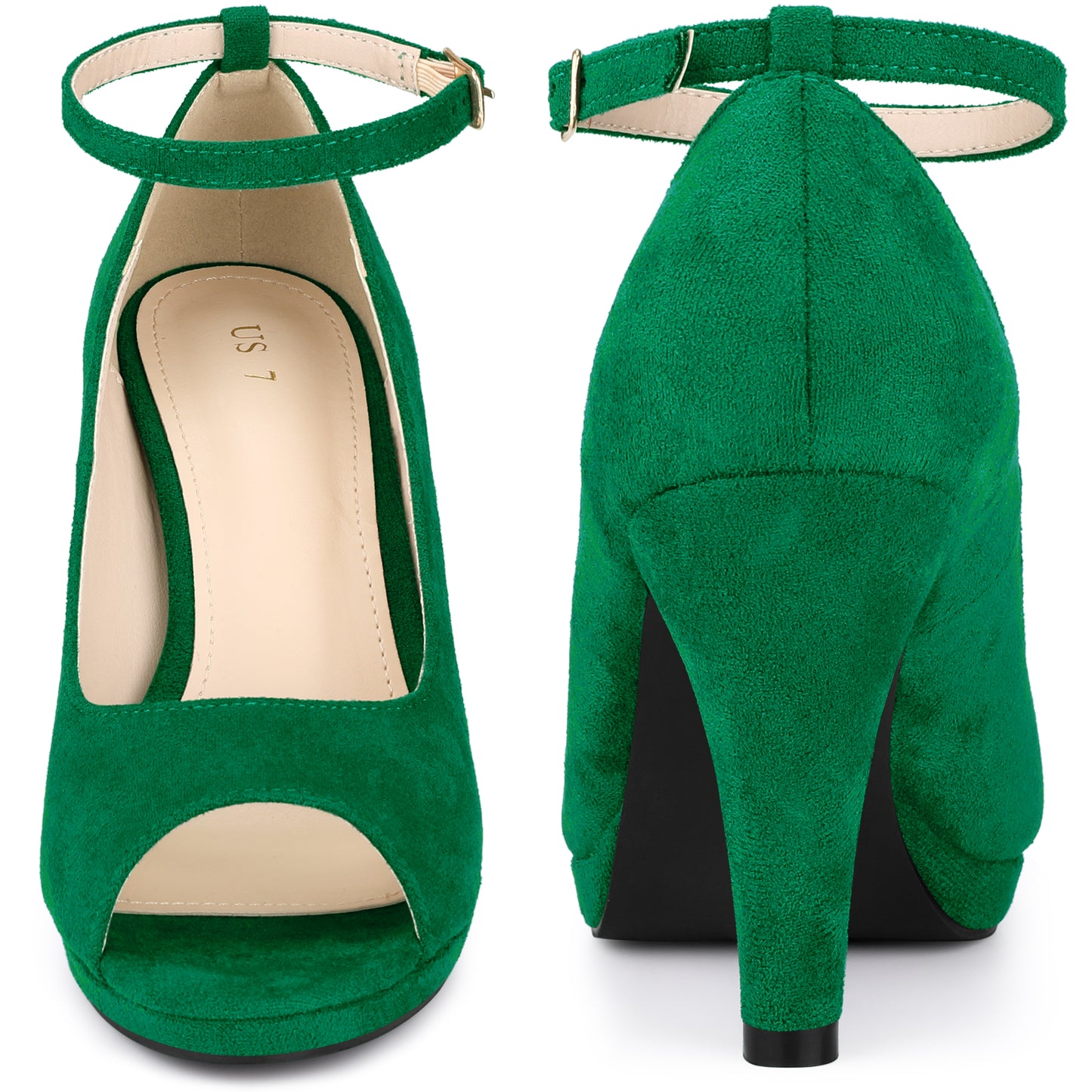 Zapatos de tacón de aguja con plataforma y tiras al tobillo para mujer