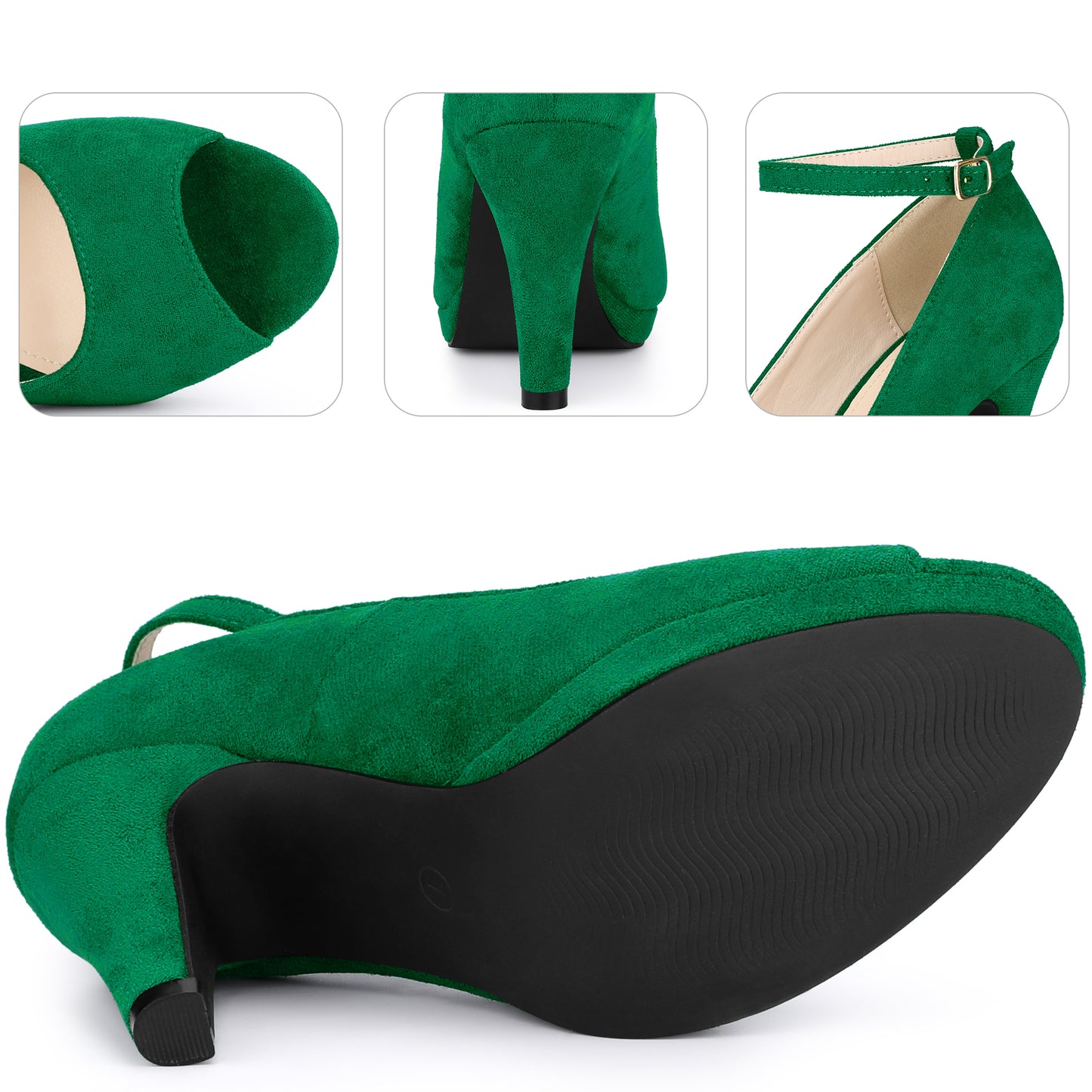 Zapatos de tacón de aguja con plataforma y tiras al tobillo para mujer