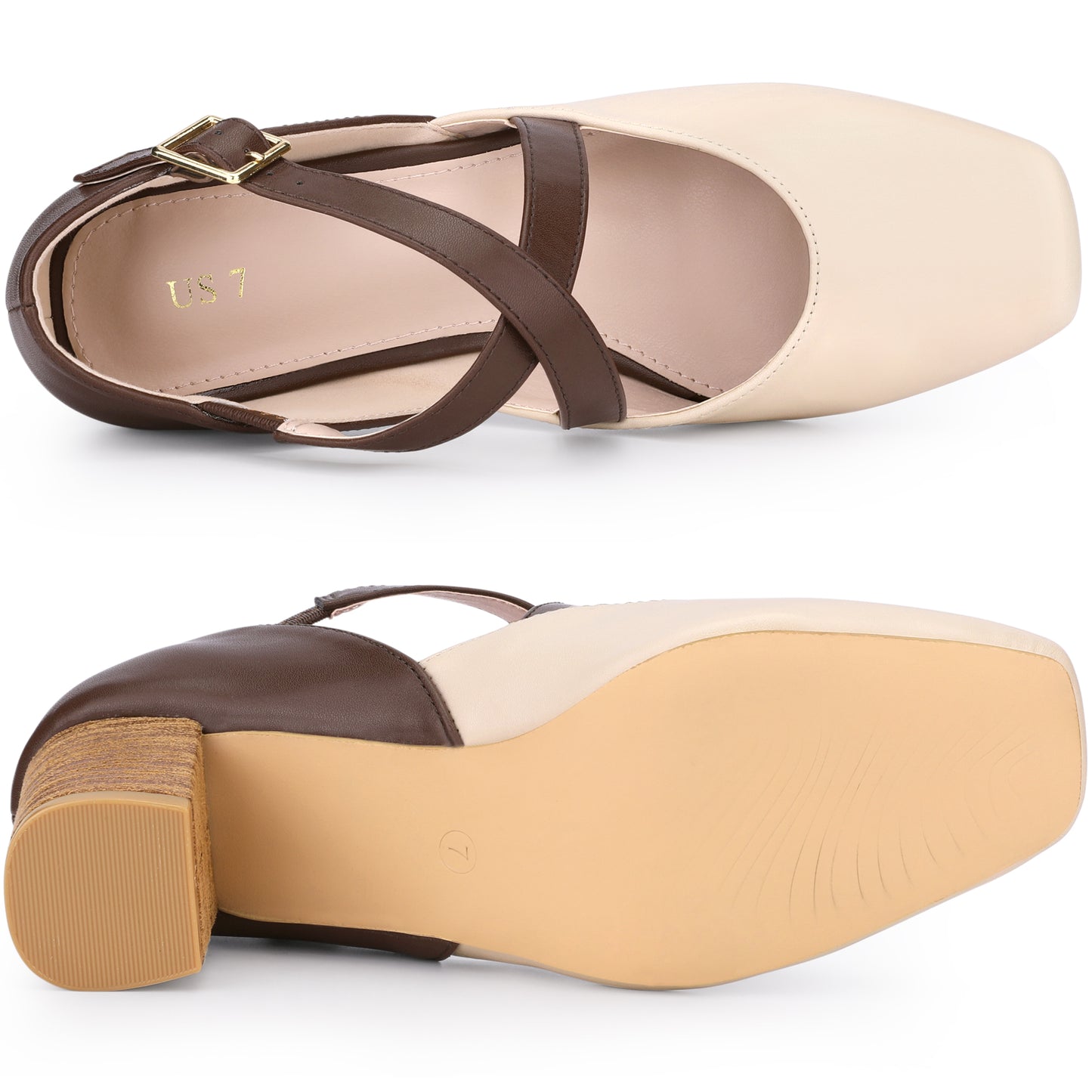 Zapatos de vestir Mary Jane con punta cuadrada y tiras cruzadas para mujer, tacones gruesos