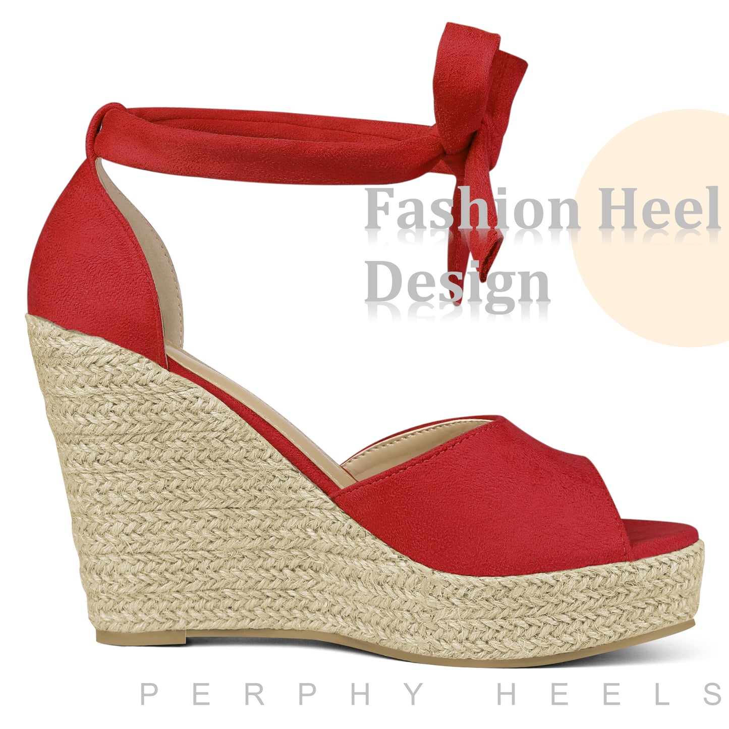 Women Platform Espadrilles Ankle Tie Sandals Peep Toe Wedges