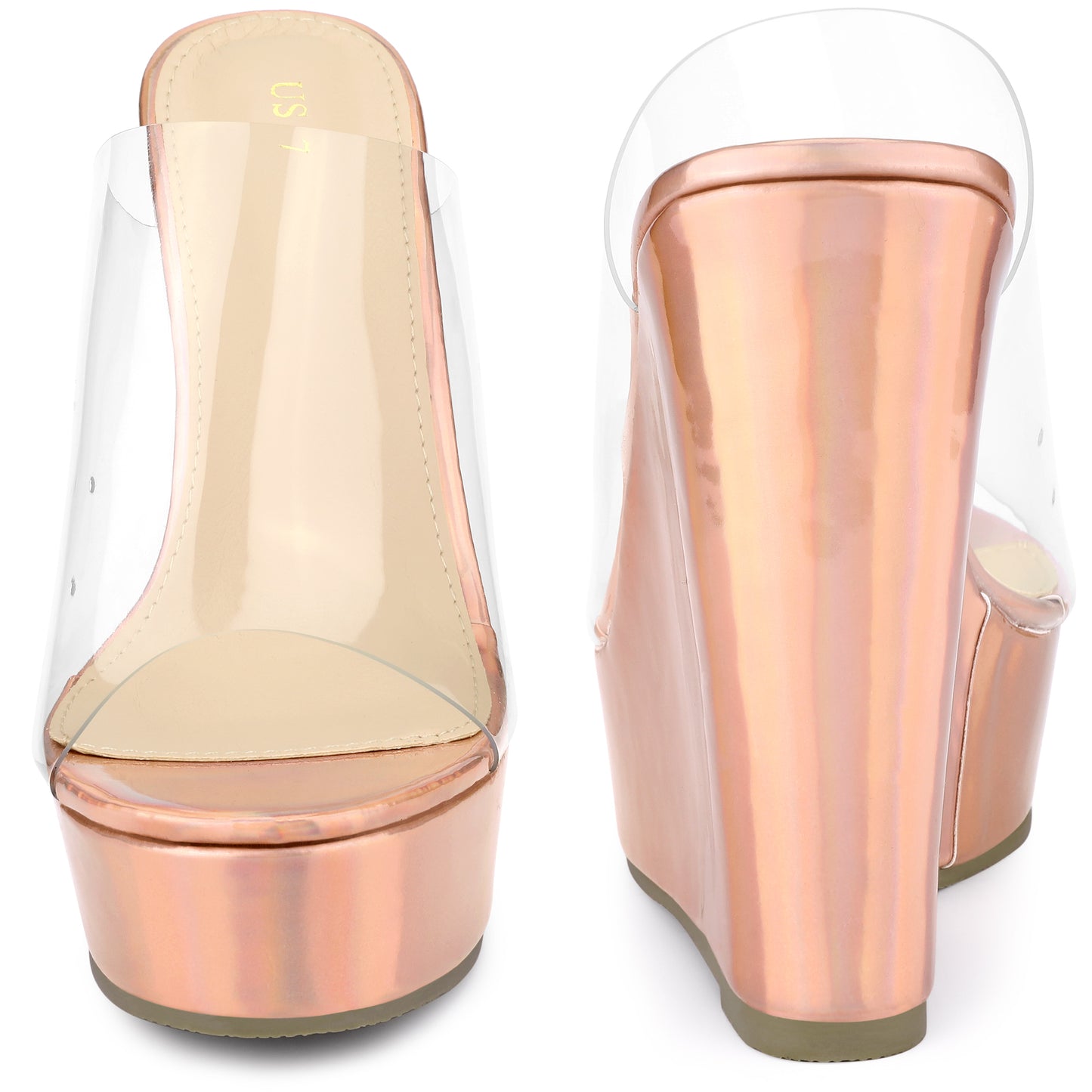 Sandalias de plataforma con cuña transparente para mujer