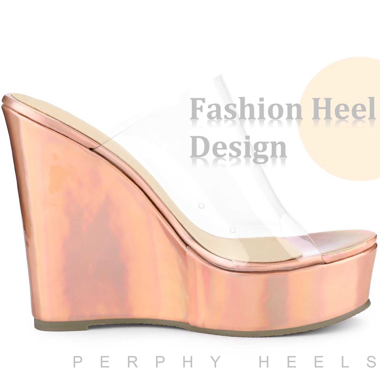 Sandalias de plataforma con cuña transparente para mujer
