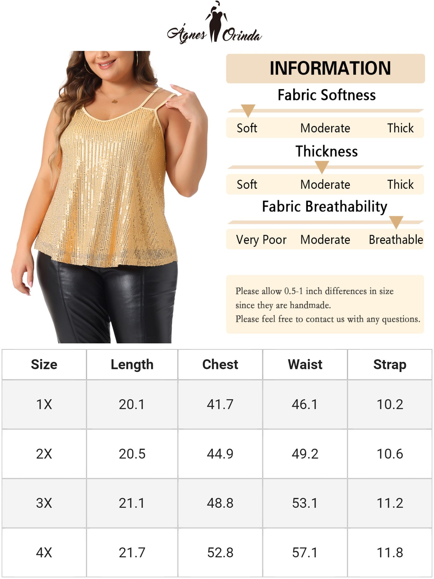 Women Plus Size Sequin Tops Metallic Sparkle Sleeveless Spaghetti Strap Cami Party Tank Top