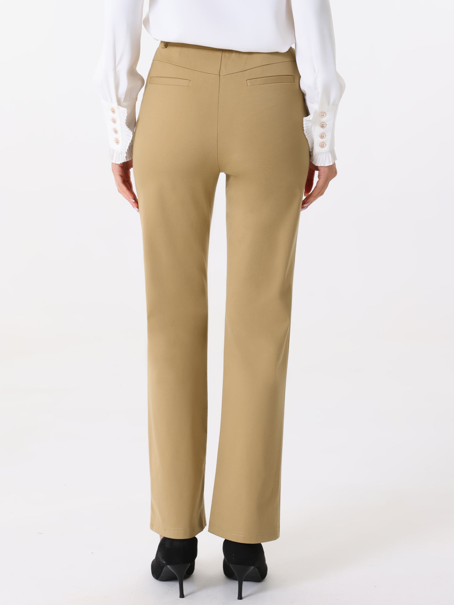 Women's Work Pants High Waist Straight Slacks Yoga Stretch Business Work Trousers