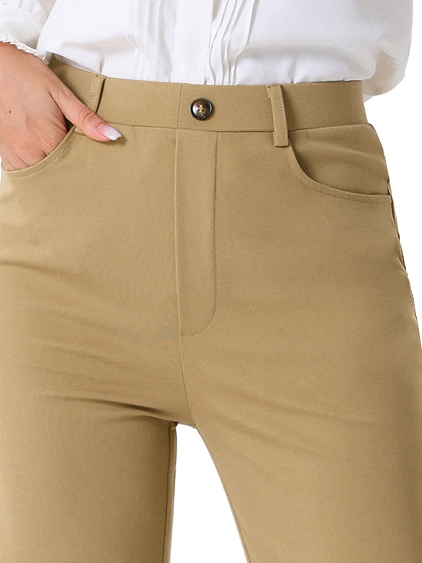Women's Work Pants High Waist Straight Slacks Yoga Stretch Business Work Trousers