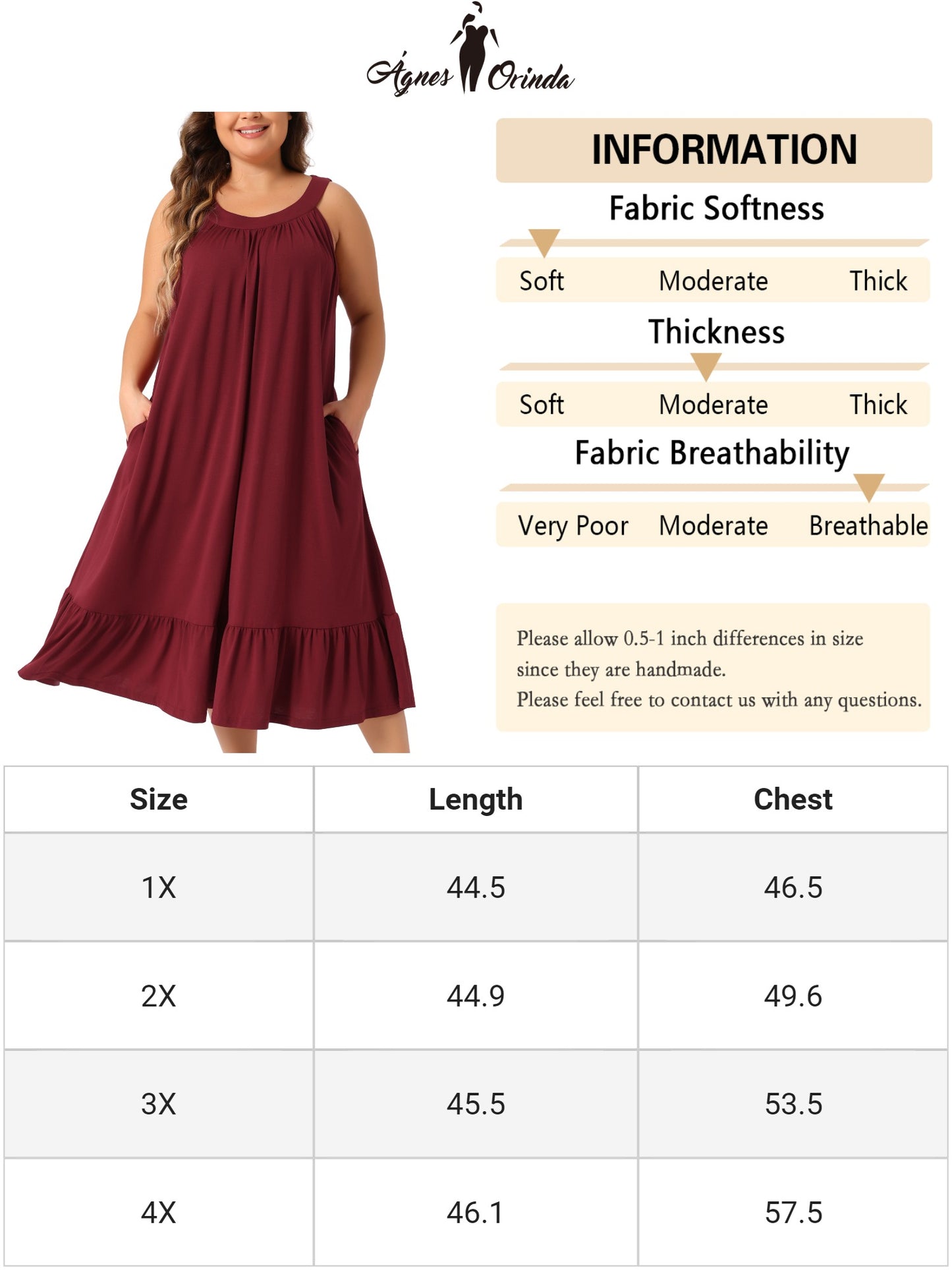 Camisón de talla grande para mujer, sin mangas, con tirantes anchos, plisado y bolsillos