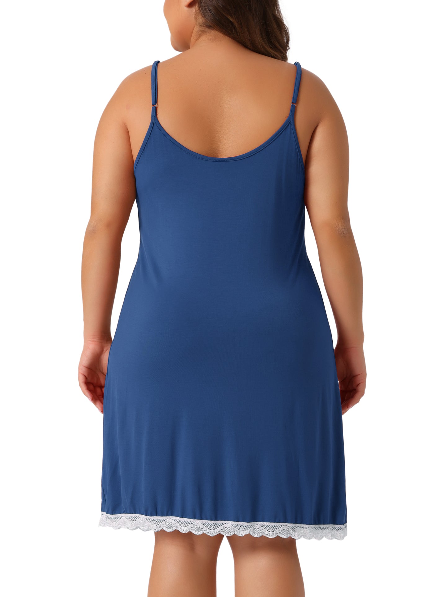 Women's Plus Size Lace Strap Babydoll Chemise Nightgown Lingerie V Neck Pajama Nightdress