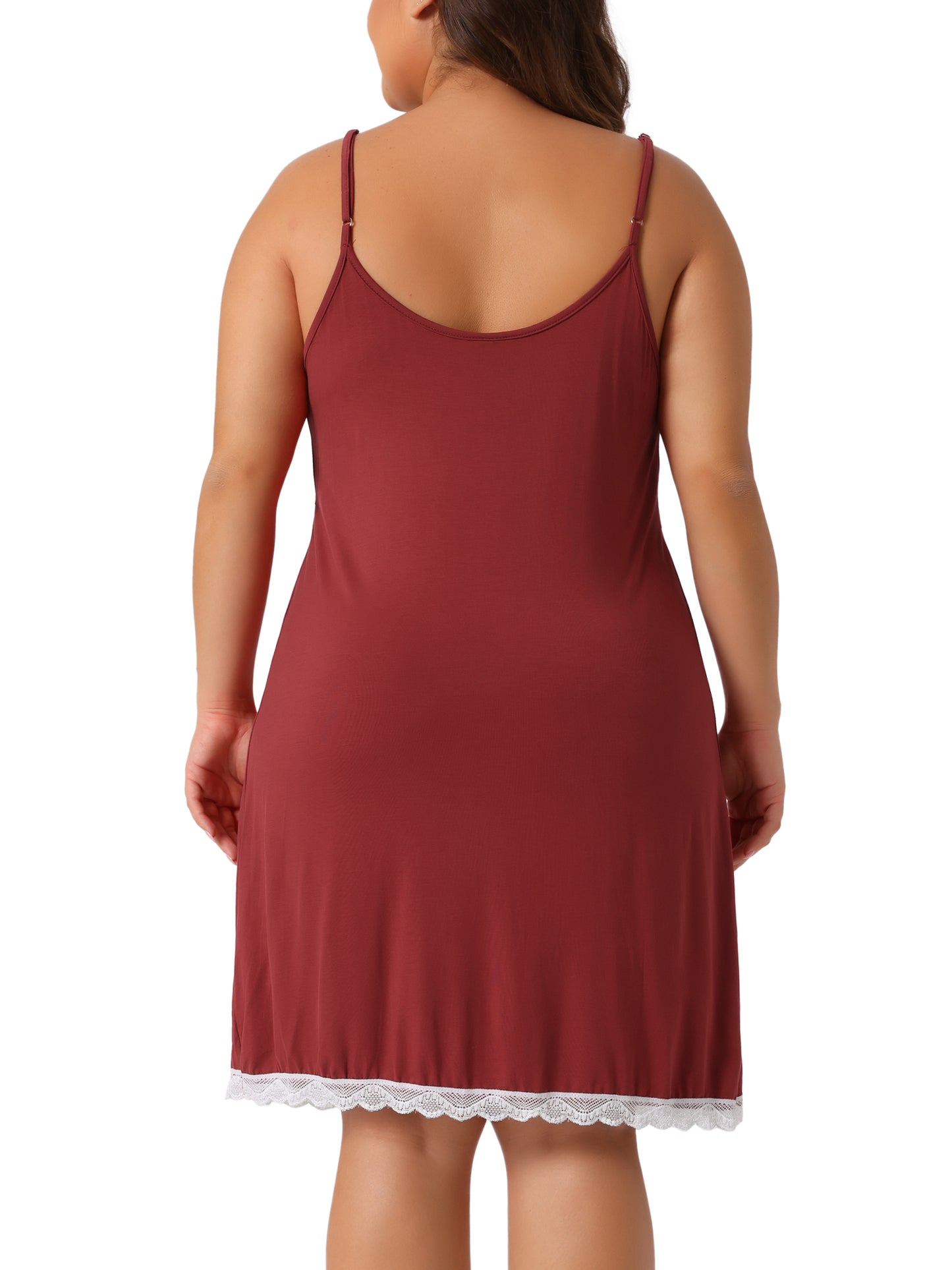 Camisón tipo babydoll con tirantes de encaje para mujer, lencería, cuello en V, pijama de talla grande