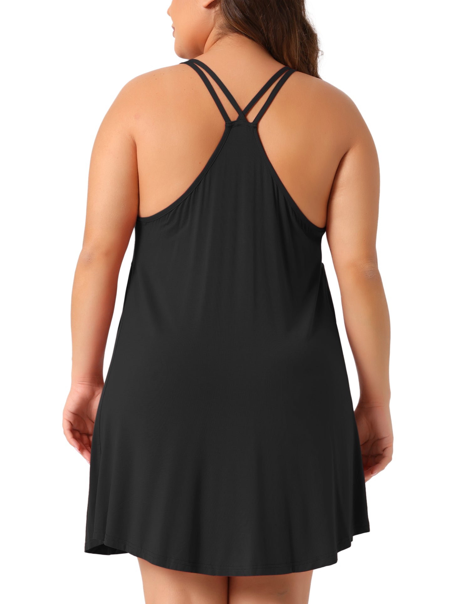 Women's Plus Size Nightgown Spaghetti Strap V Neck Sleeveless Racerback Sleepwear Chemise Nightdress