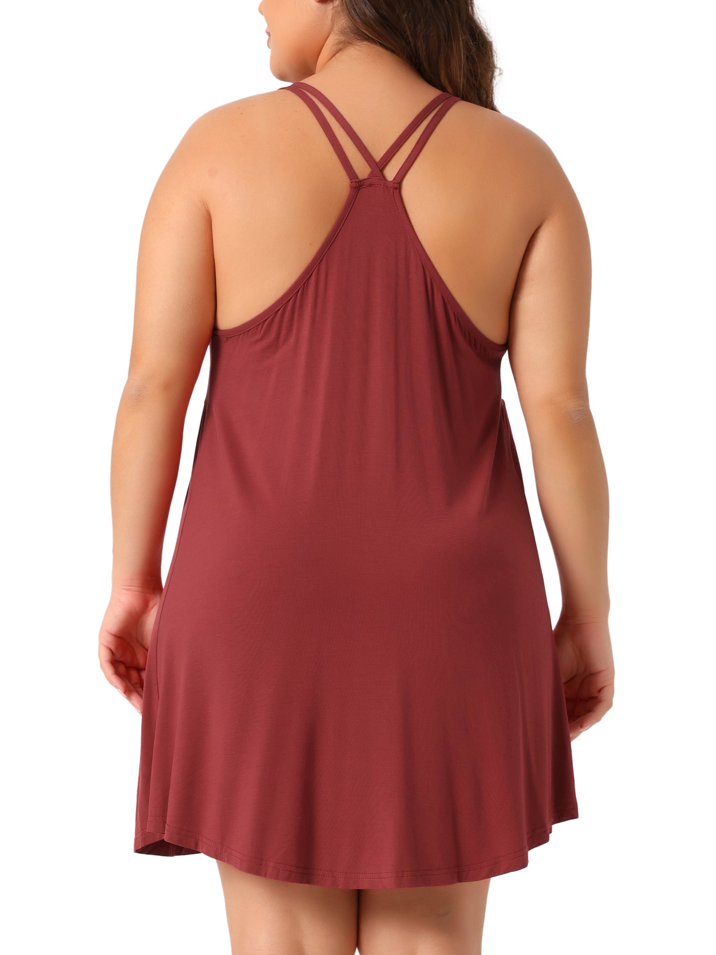 Women's Plus Size Nightgown Spaghetti Strap V Neck Sleeveless Racerback Sleepwear Chemise Nightdress
