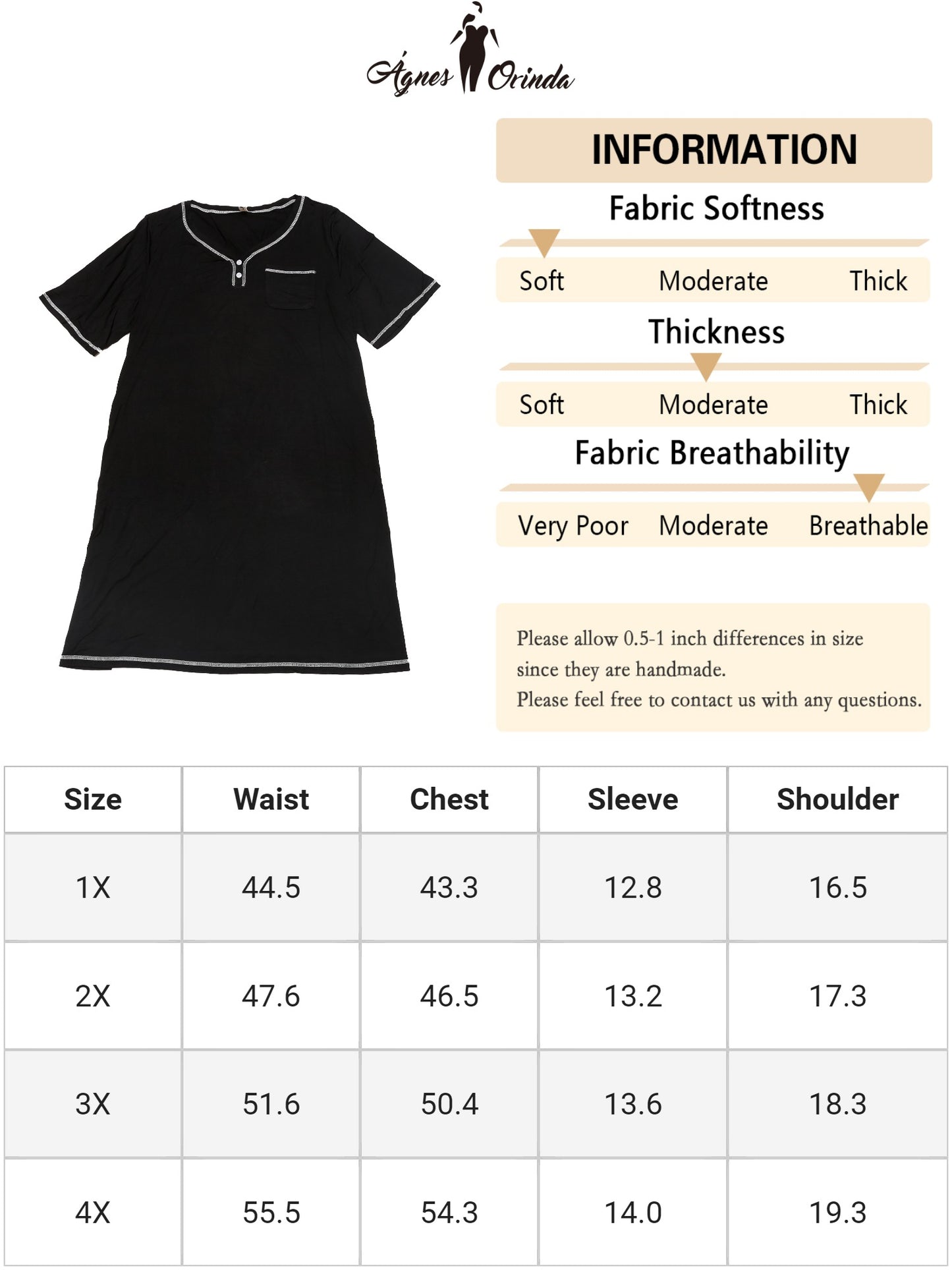 Women Plus Size Nightgowns Short Sleeve V Neck Loose Sleepshirt Casual Pajamas Dress