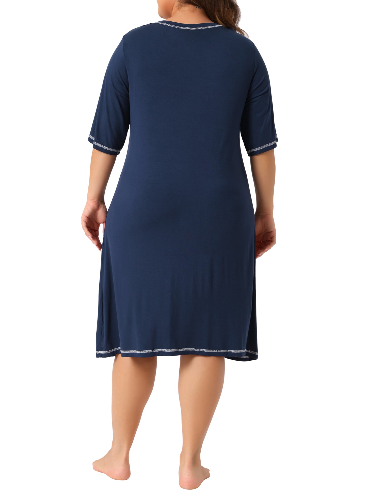 Camisones de talla grande para mujer, de manga corta, con cuello en V, holgados, informales, para dormir