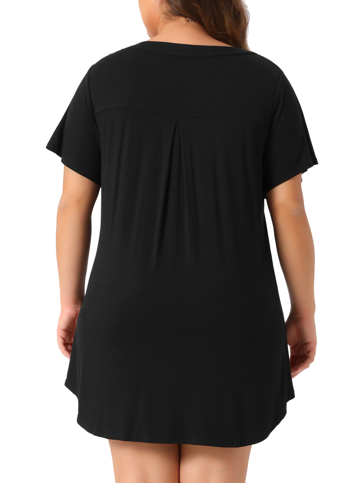 Camisón de manga corta con cuello en V y botones para mujer, talla grande