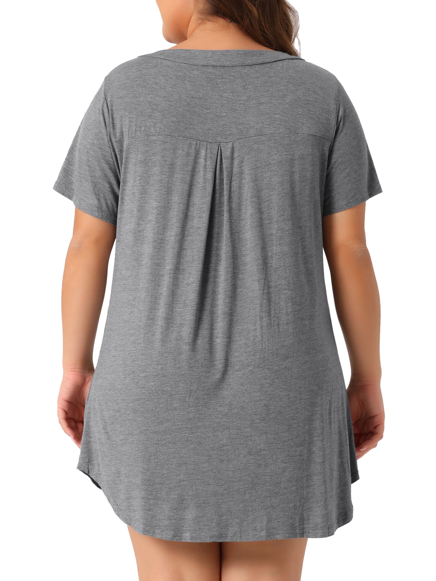 Camisón de manga corta con cuello en V y botones para mujer, talla grande