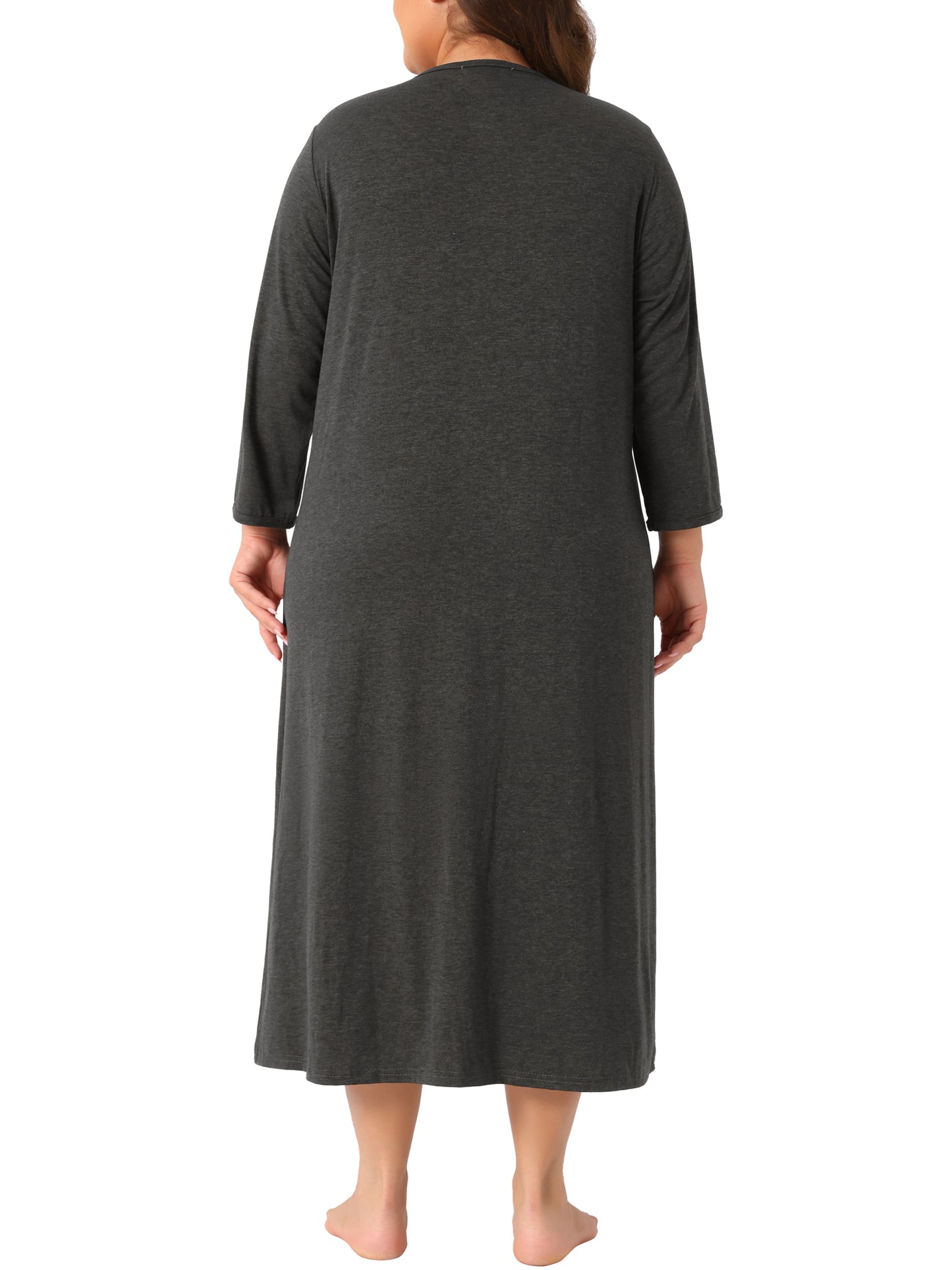 Bata de dormir de talla grande para mujer, con cremallera frontal, manga corta, camisón corto con bolsillos