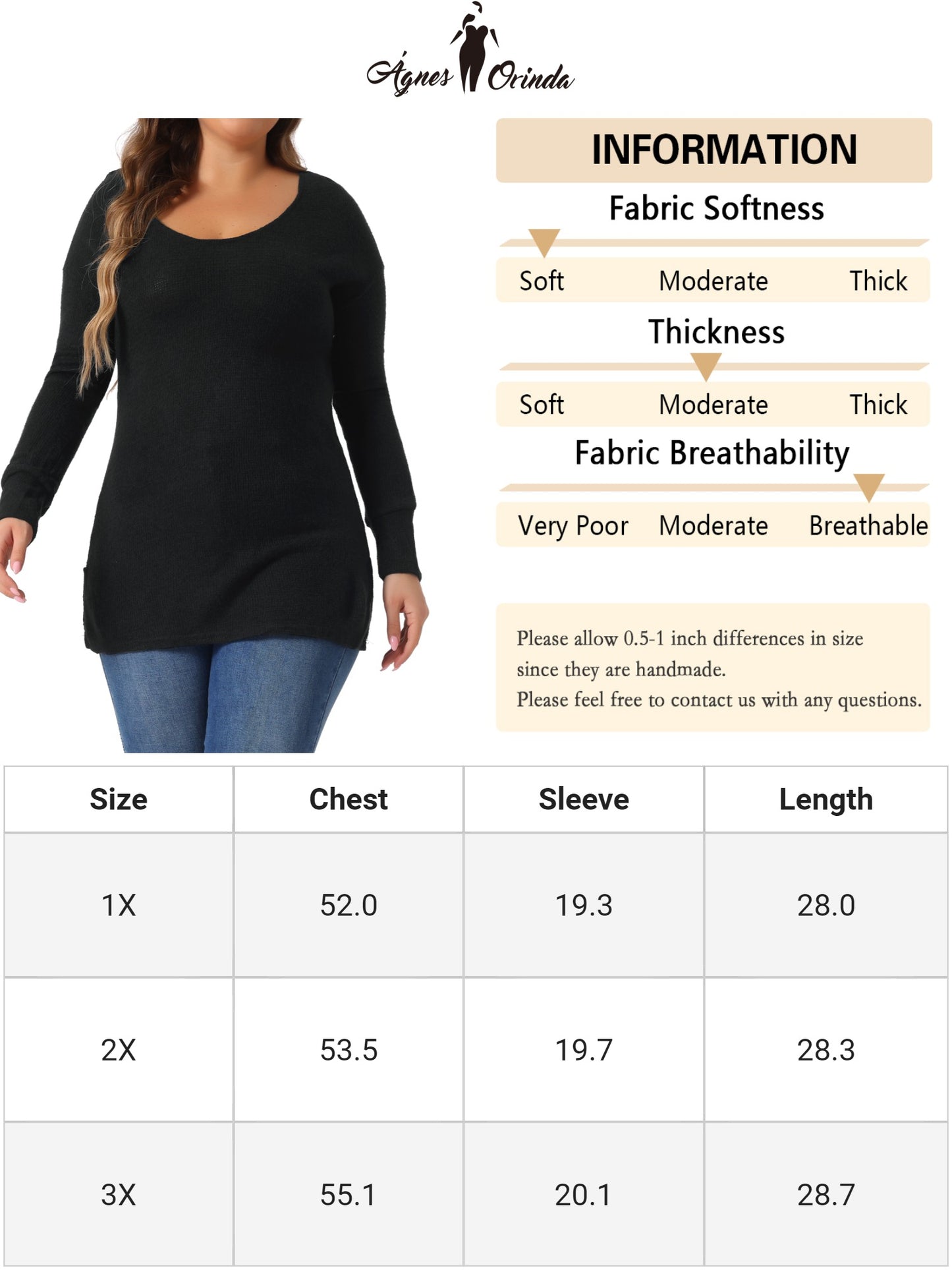 Women's Plus Size V Neck Waffle Knit Long Sleeve Shirts Basic Top Casual Sweater Pullover
