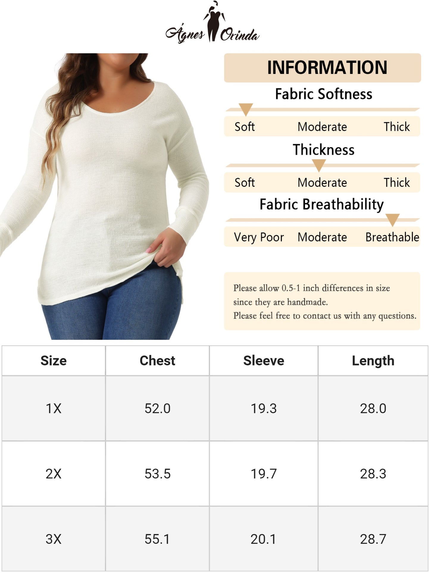 Women's Plus Size V Neck Waffle Knit Long Sleeve Shirts Basic Top Casual Sweater Pullover