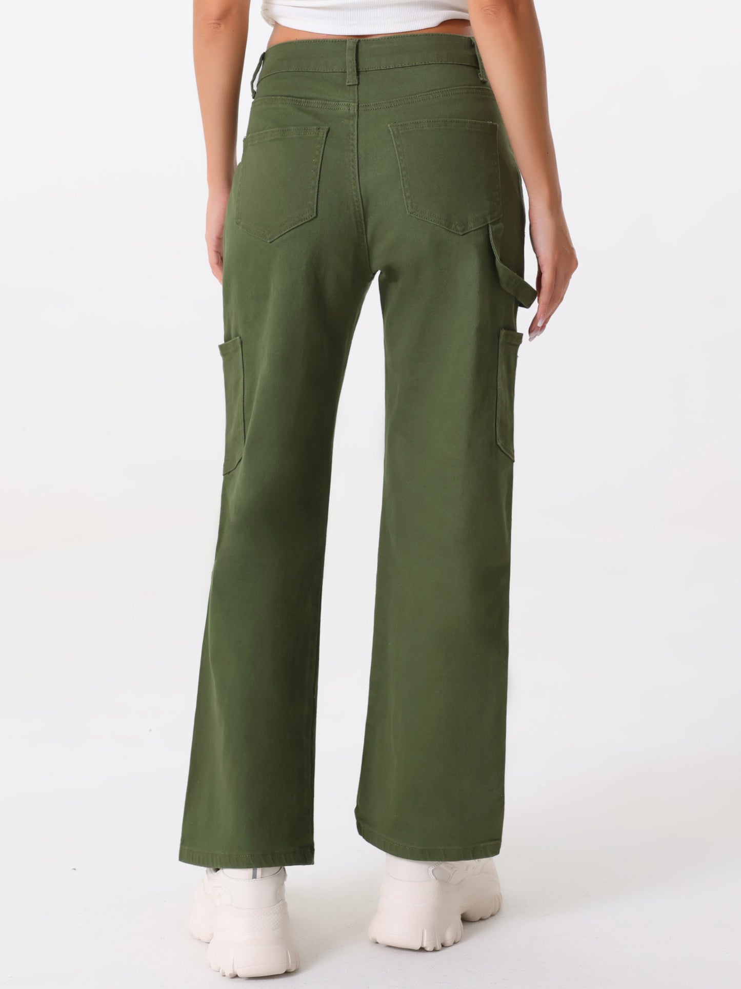 Women's High Waist Baggy Cargo Pants Street Style Casual Pants with Pockets