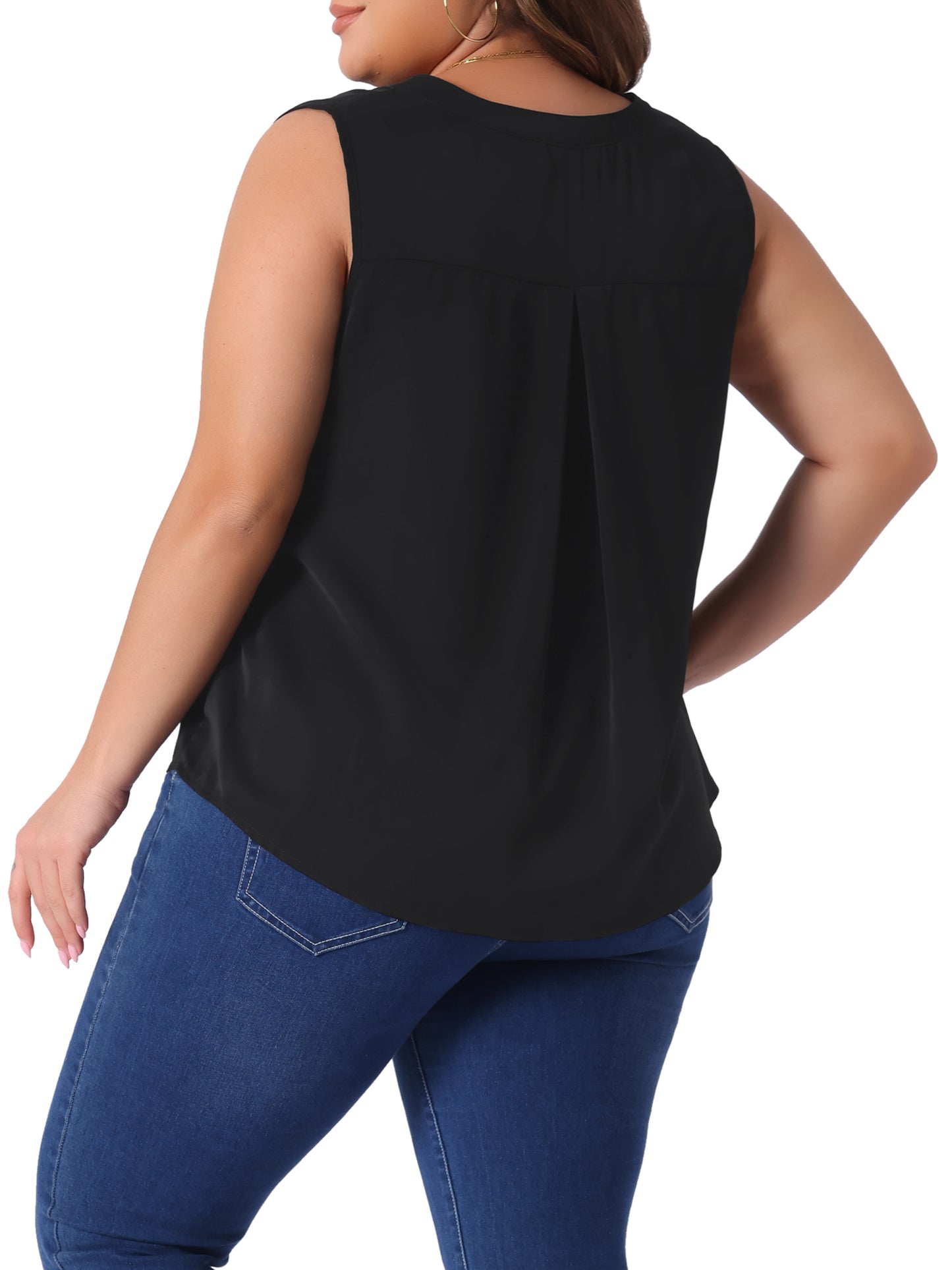 Women Plus Size Tank Tops V Neck Sleeveless Blouses Casual Basic Tank