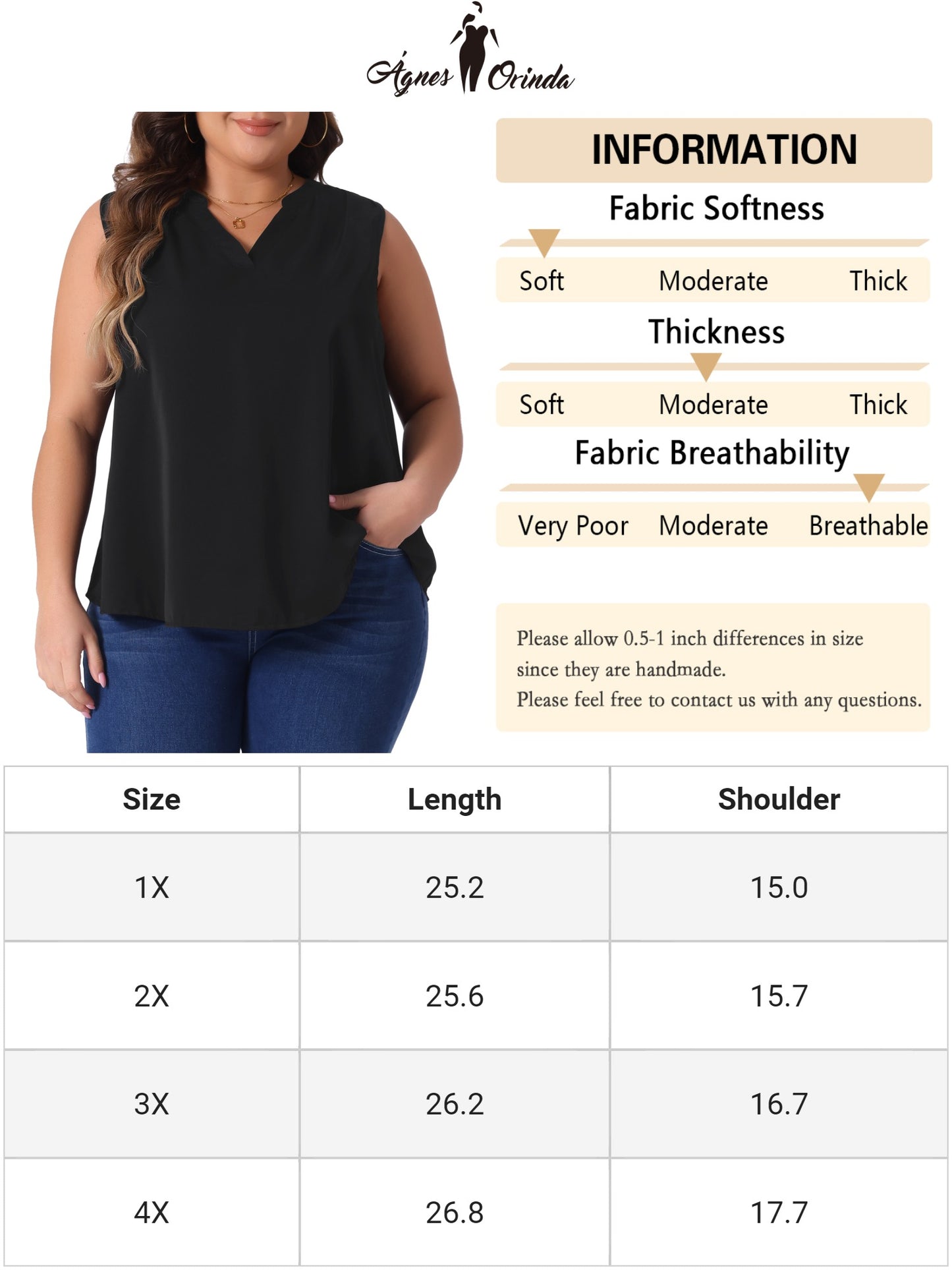 Women Plus Size Tank Tops V Neck Sleeveless Blouses Casual Basic Tank