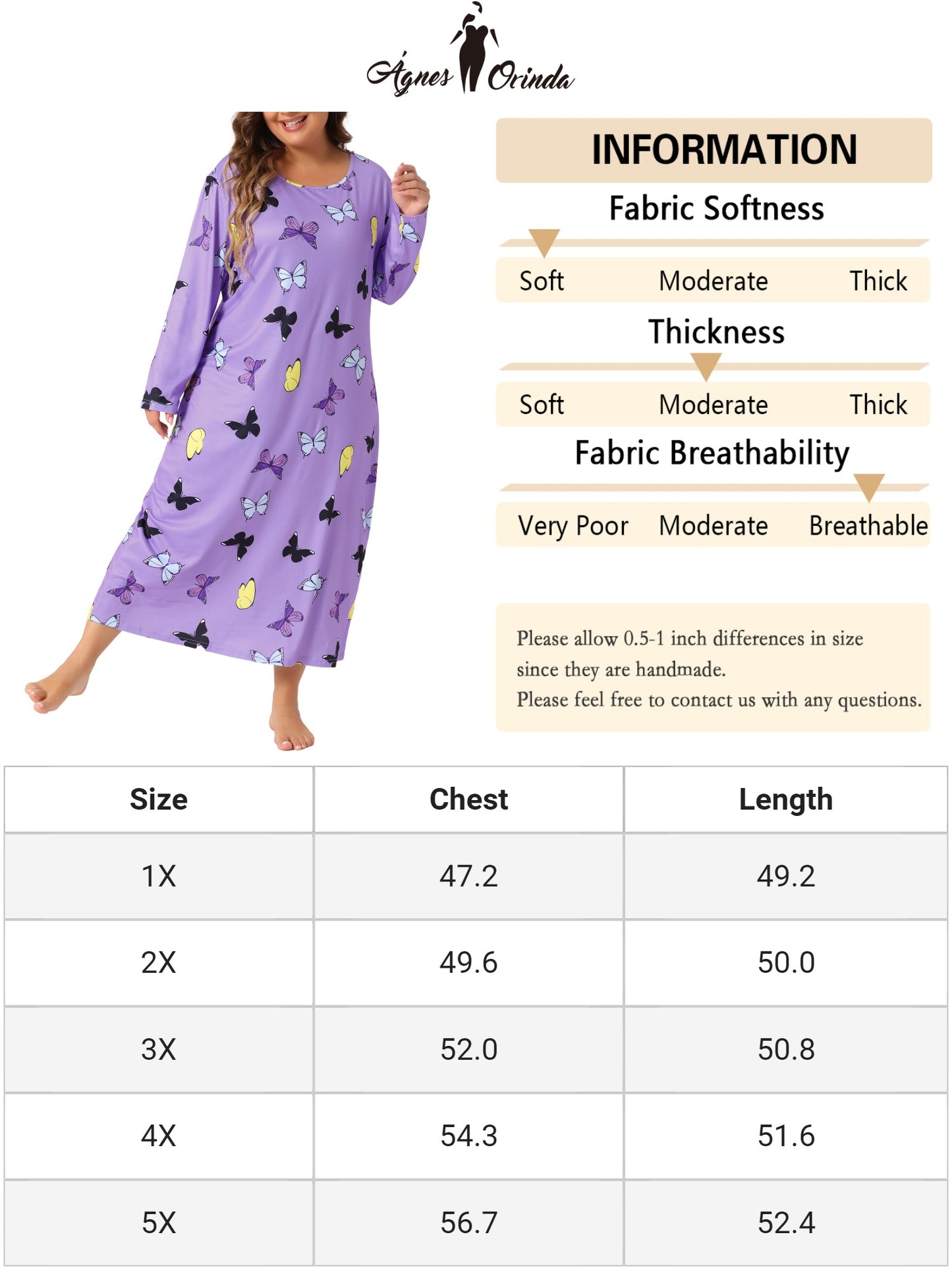 Women Plus Size Pajamas Crew Neck Long Sleeve Casual Print Sleep Dress