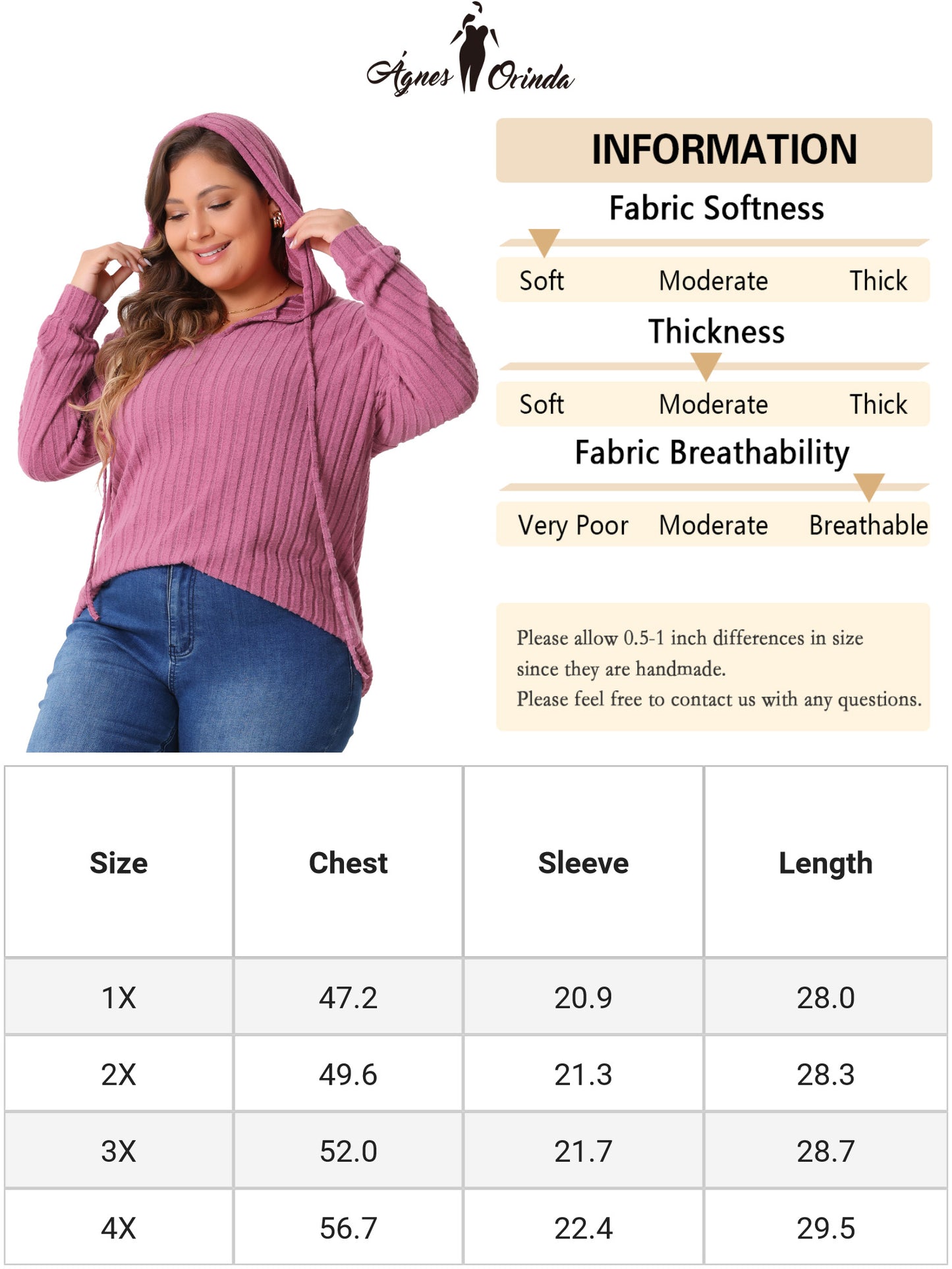 Women Plus Size Hoodies Pullover Lightweight Drawstring Sweatshirts Long Sleeve