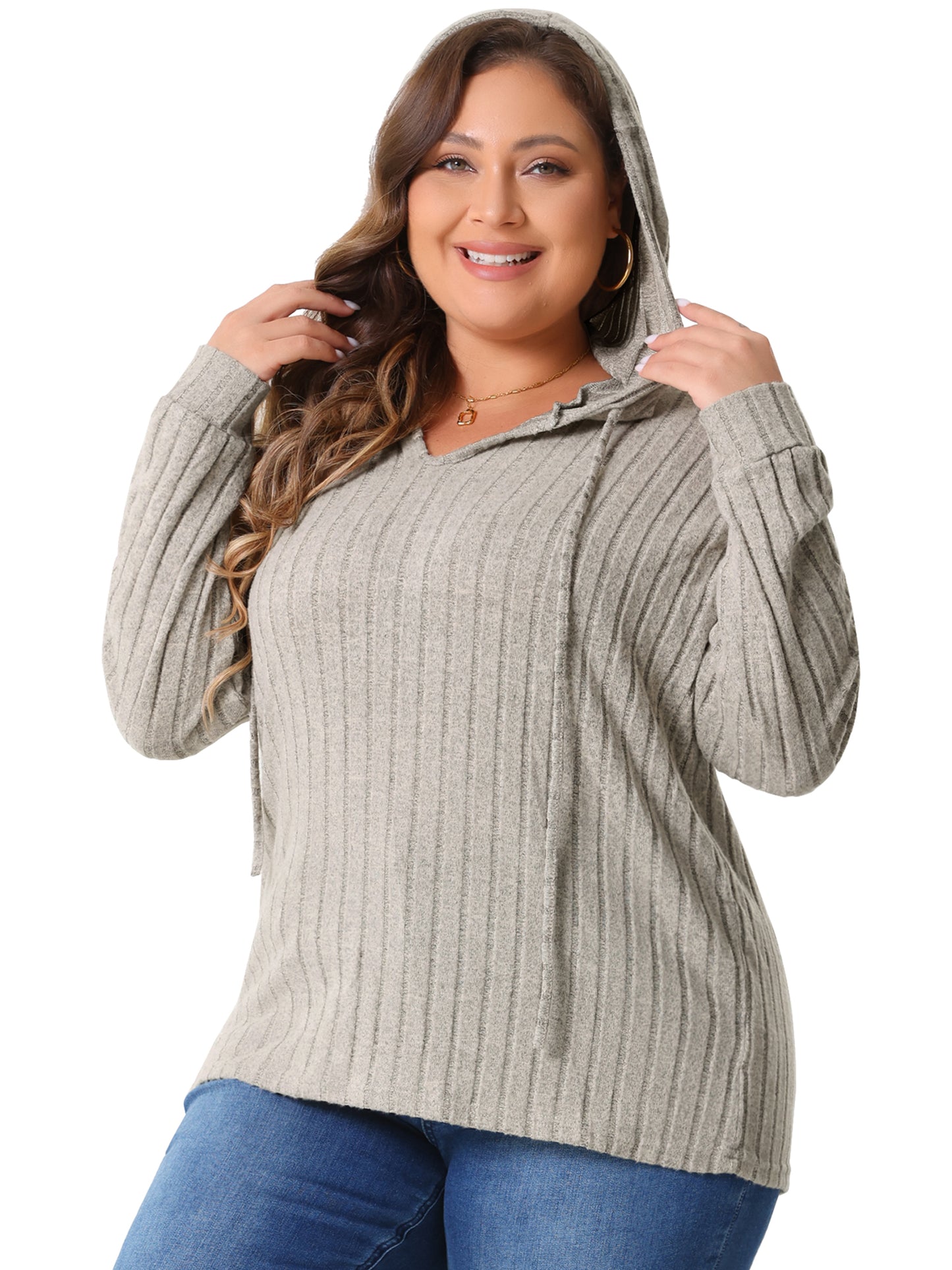 Women Plus Size Hoodies Pullover Lightweight Drawstring Sweatshirts Long Sleeve