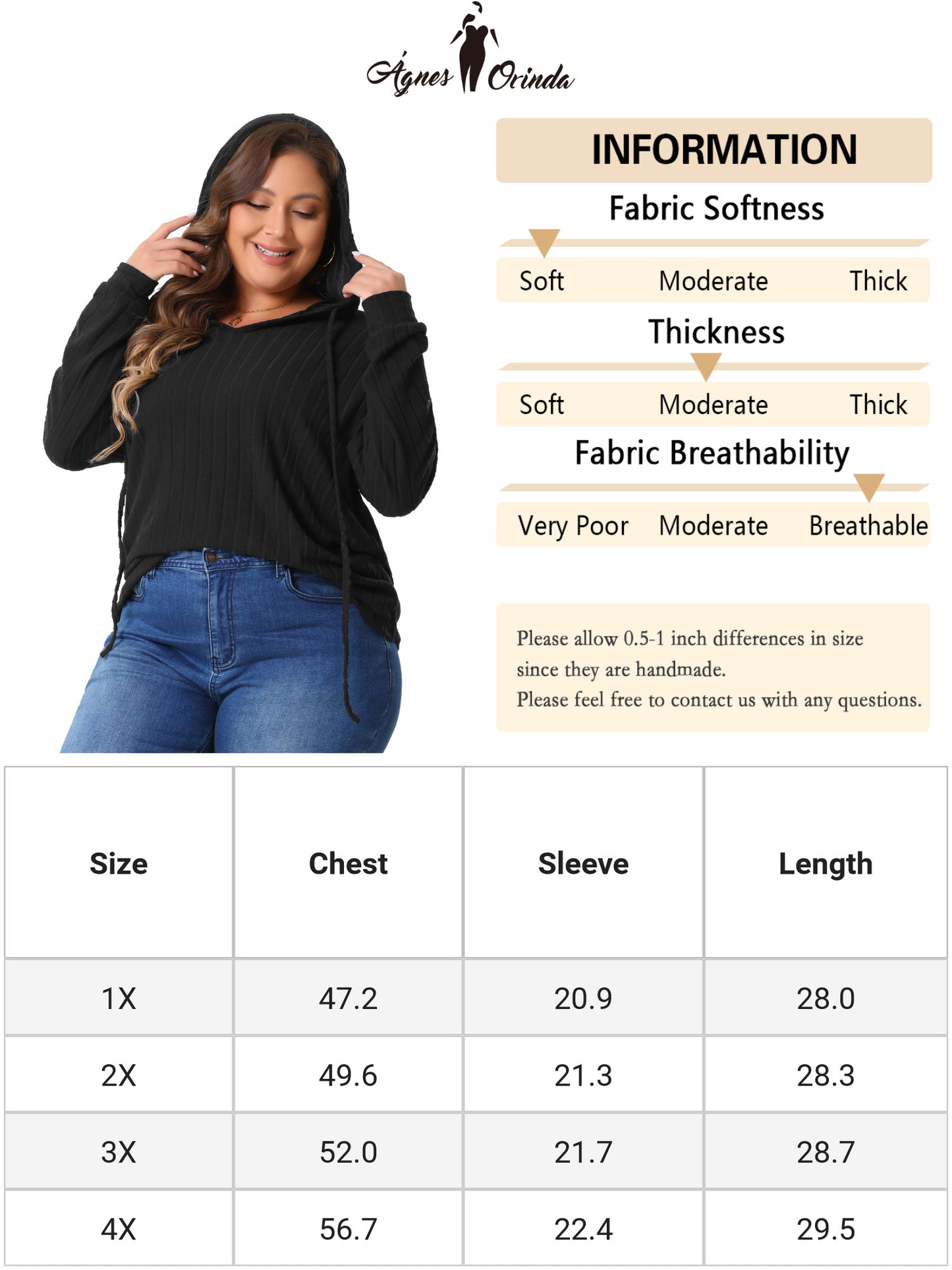 Women Plus Size Hoodies Pullover Lightweight Drawstring Sweatshirts Long Sleeve