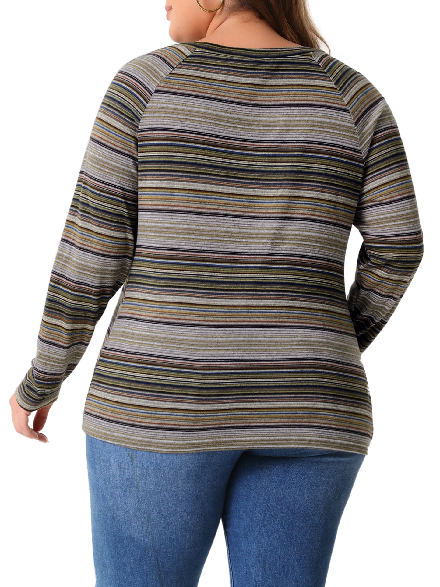 Women Plus Size Casual Top Long Sleeve T-Shirt Notch V Neck Tunic