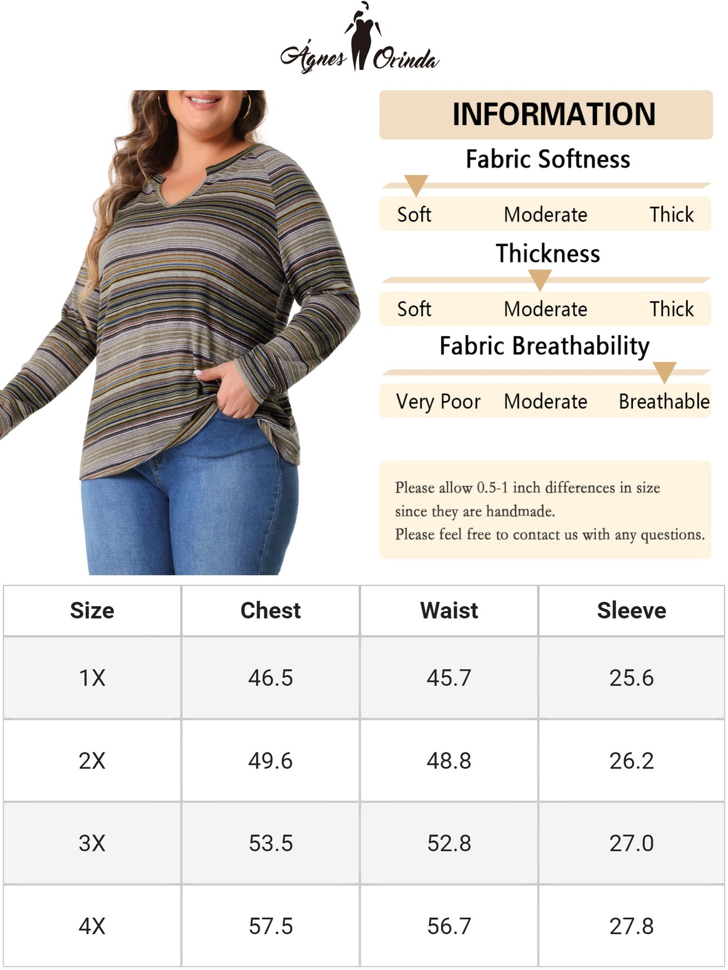 Women Plus Size Casual Top Long Sleeve T-Shirt Notch V Neck Tunic