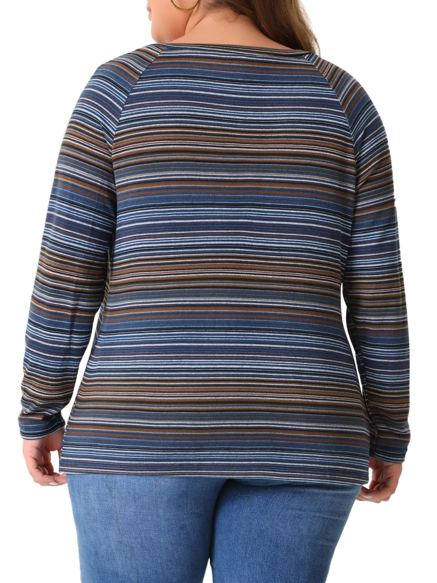 Women Plus Size Casual Top Long Sleeve T-Shirt Notch V Neck Tunic