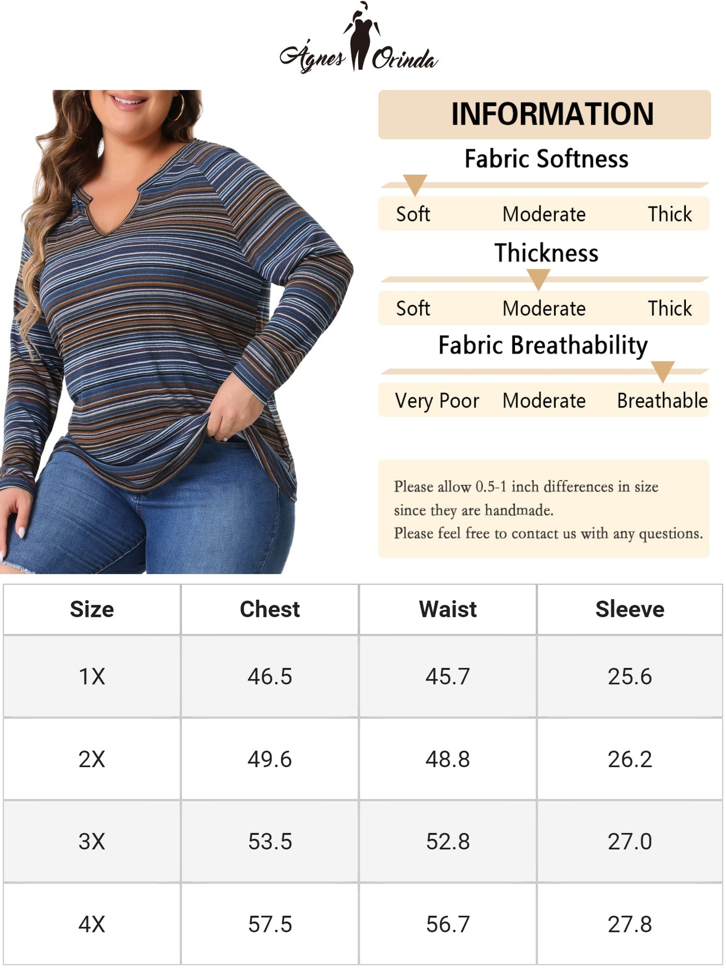 Women Plus Size Casual Top Long Sleeve T-Shirt Notch V Neck Tunic