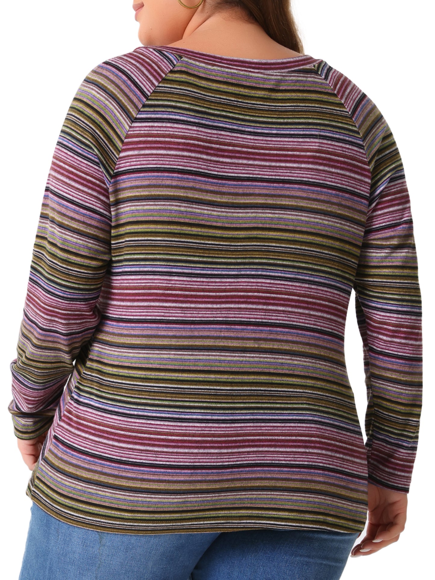 Women Plus Size Casual Top Long Sleeve T-Shirt Notch V Neck Tunic