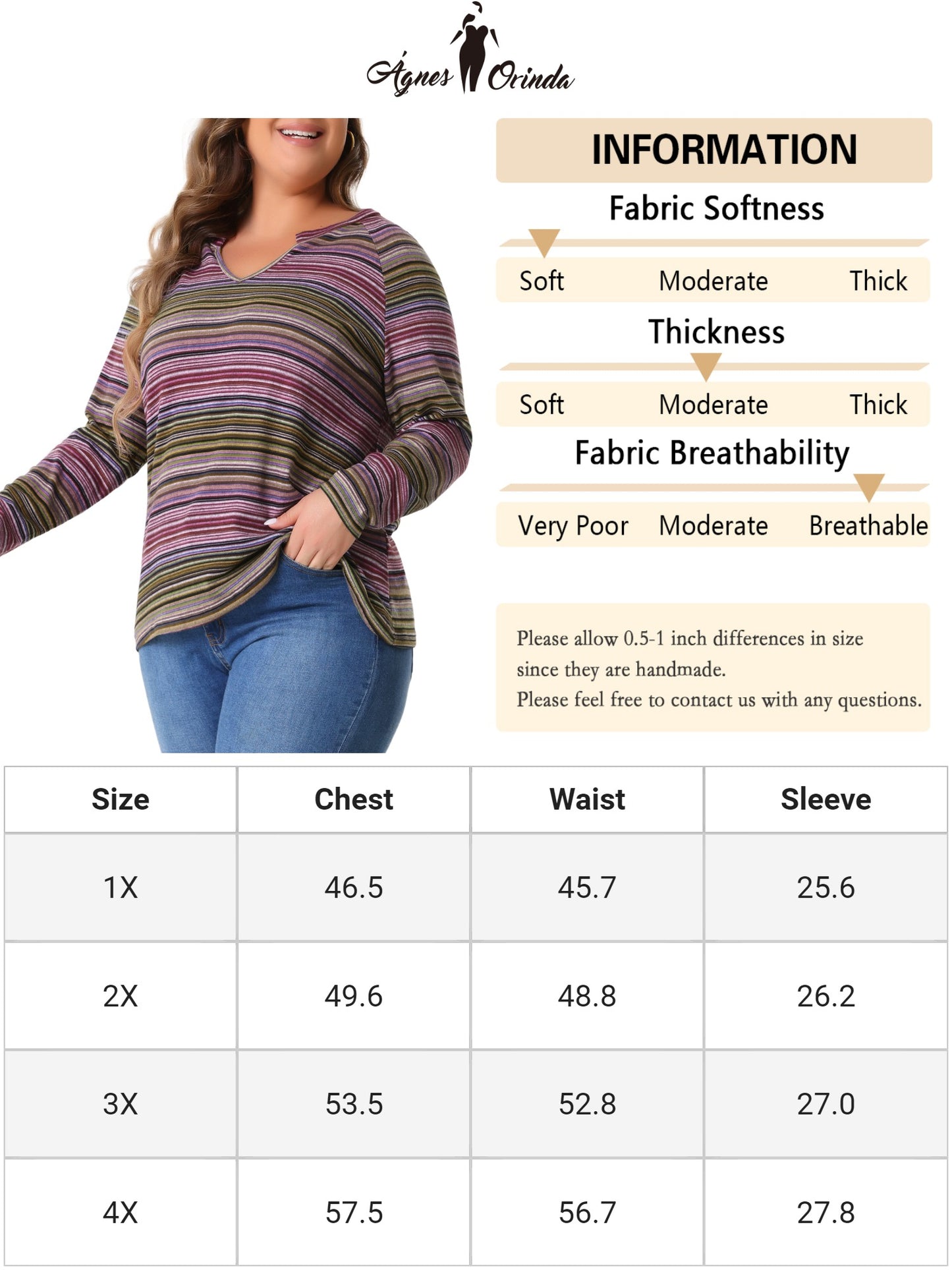 Women Plus Size Casual Top Long Sleeve T-Shirt Notch V Neck Tunic