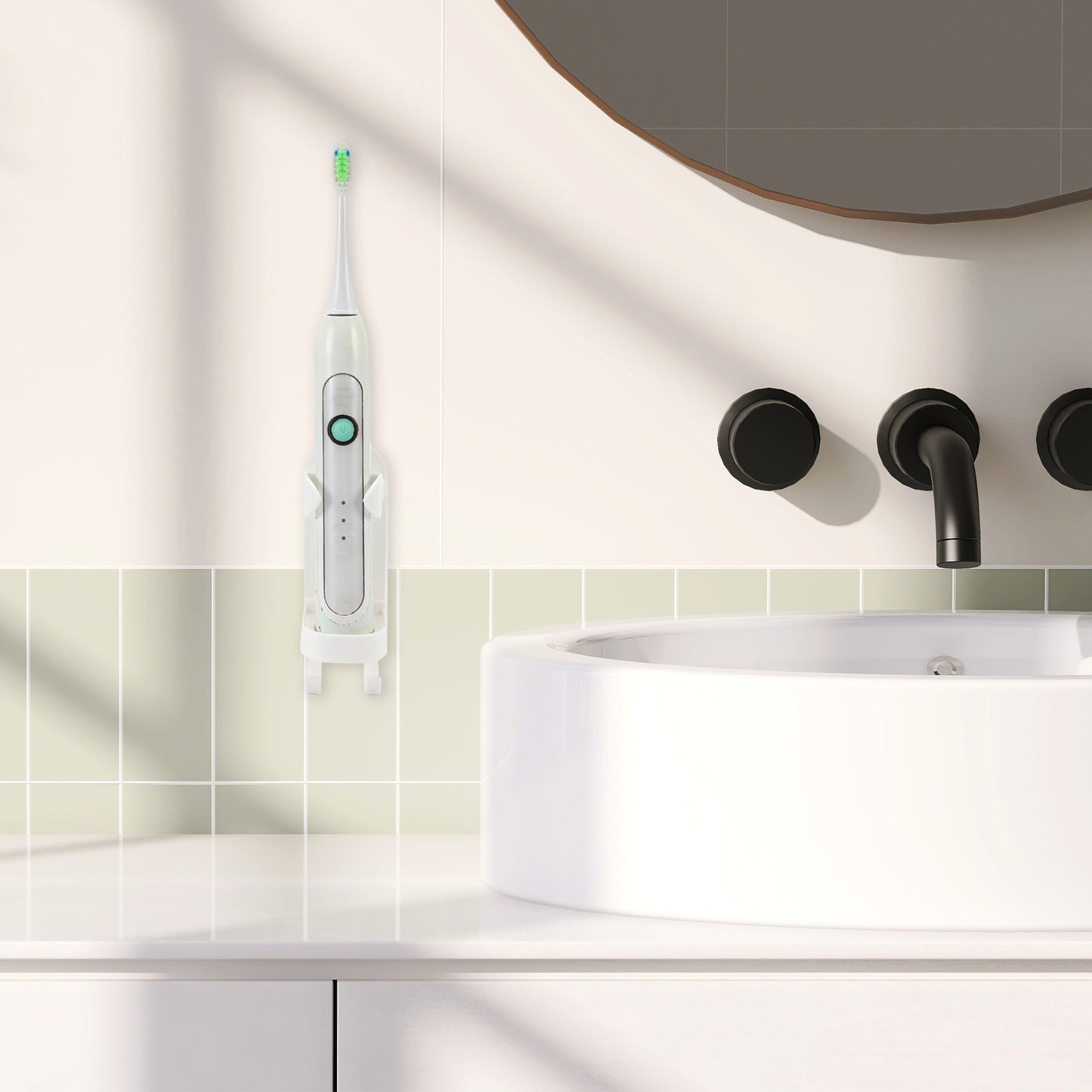 2 soportes de pared para cepillos de dientes eléctricos de baño, 13,3 x 4,4 x 4,6 cm, color blanco