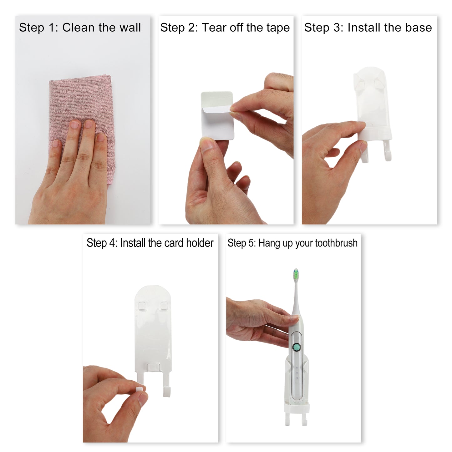 2 Pcs Wall-mounted Electric Toothbrushes Holder for Bathroom, 5.28"x1.73"x1.81" White