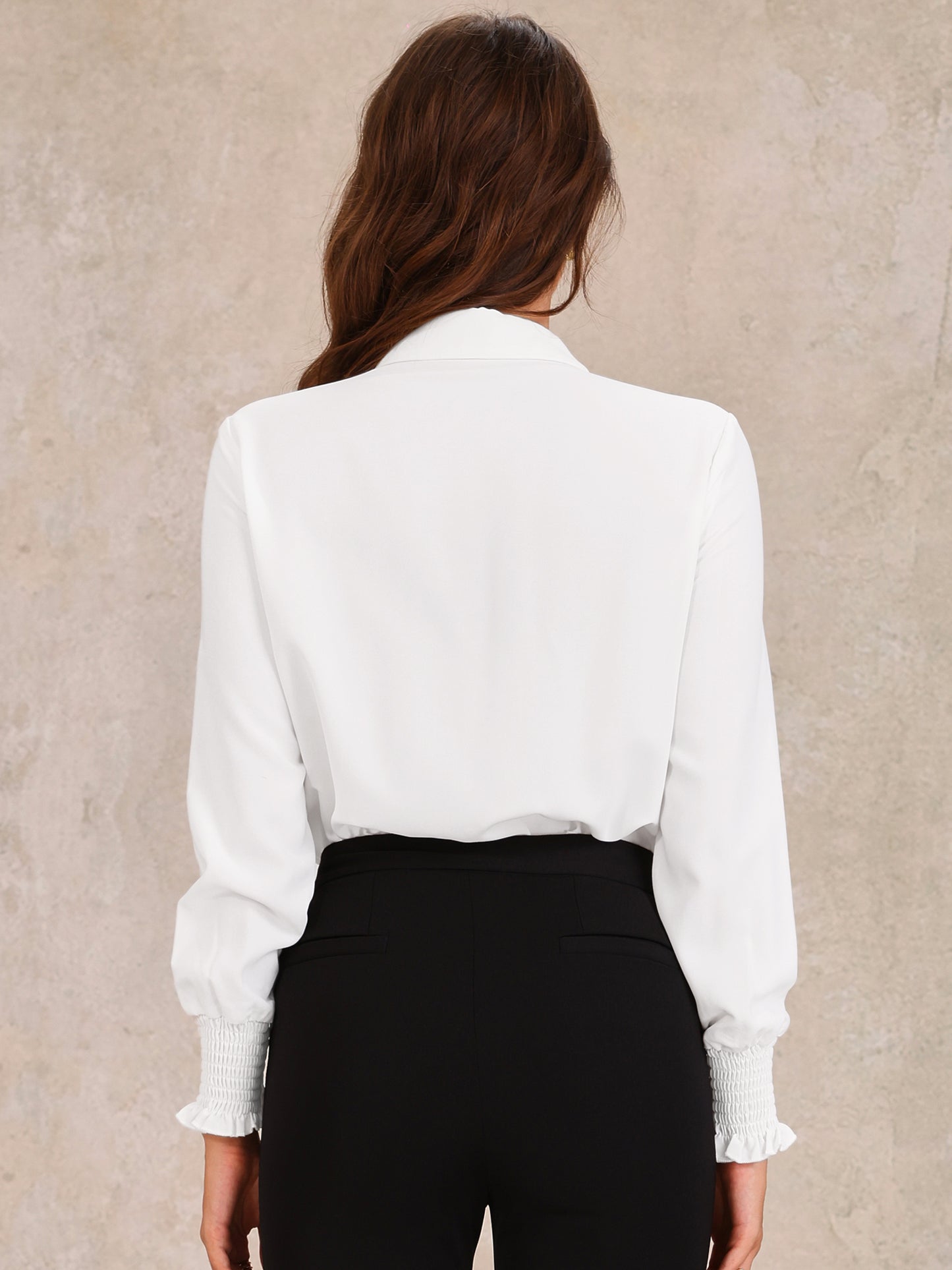 Women's Long Sleeves Leotard Shirt Collared Business Dressy Bodysuit Top
