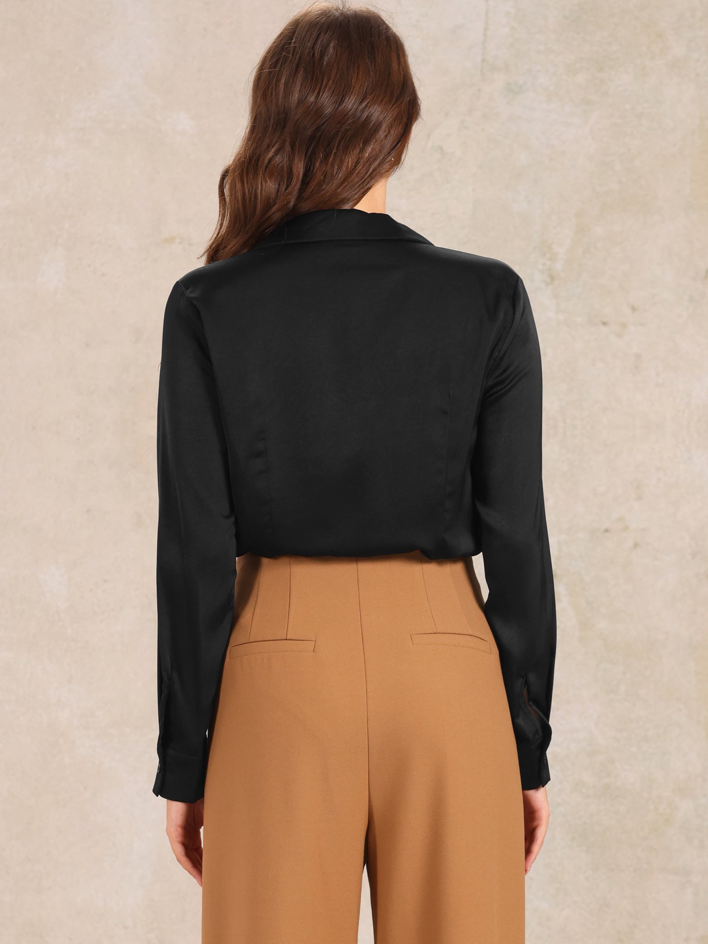 Women's Button Down Business Bodysuit One-Piece Collared Long Sleeve Work Shirt Casual Top