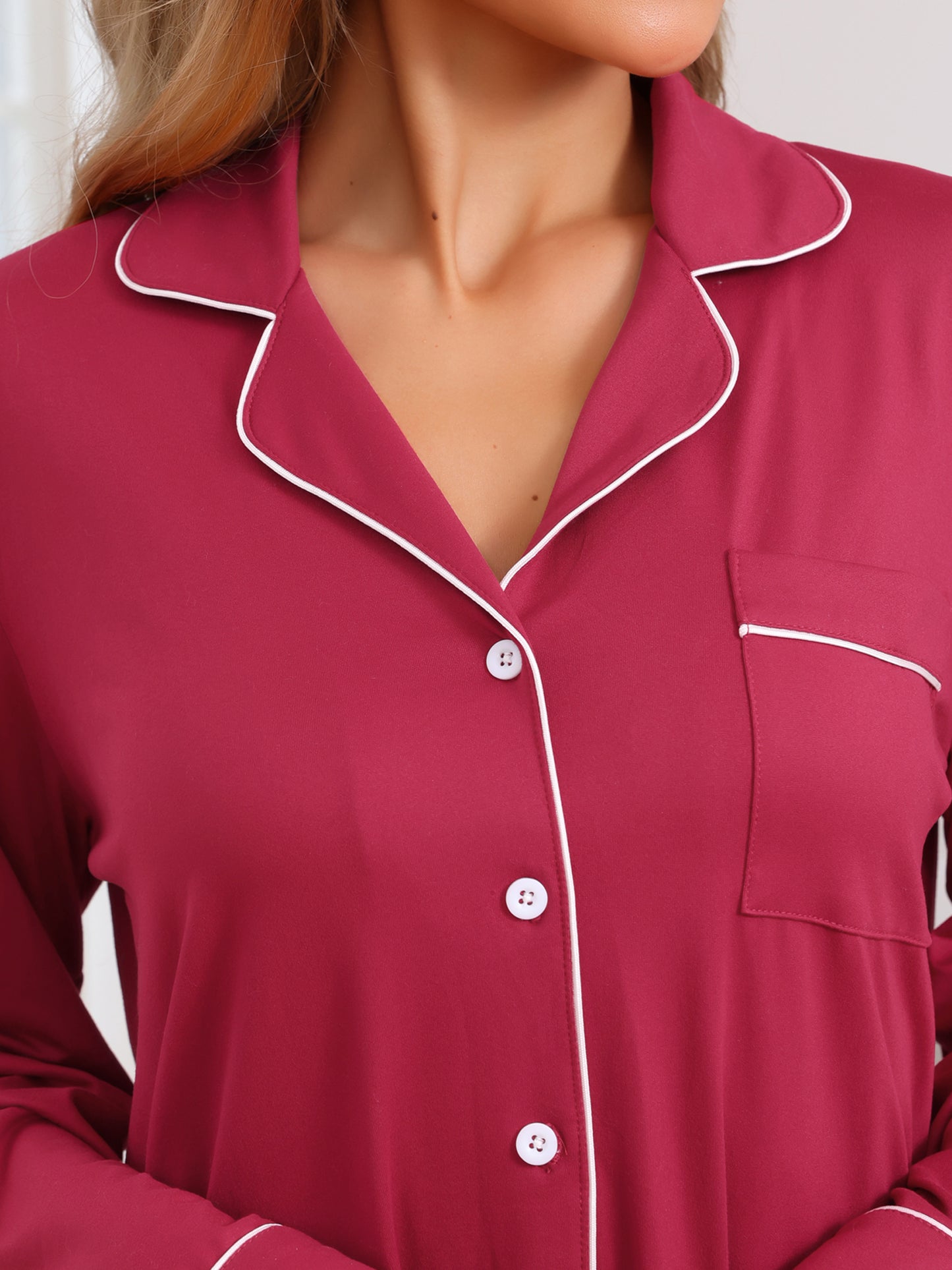 Women's Sleepshirt Long Sleeve Shirt Button Down Loungewear Sleepwear